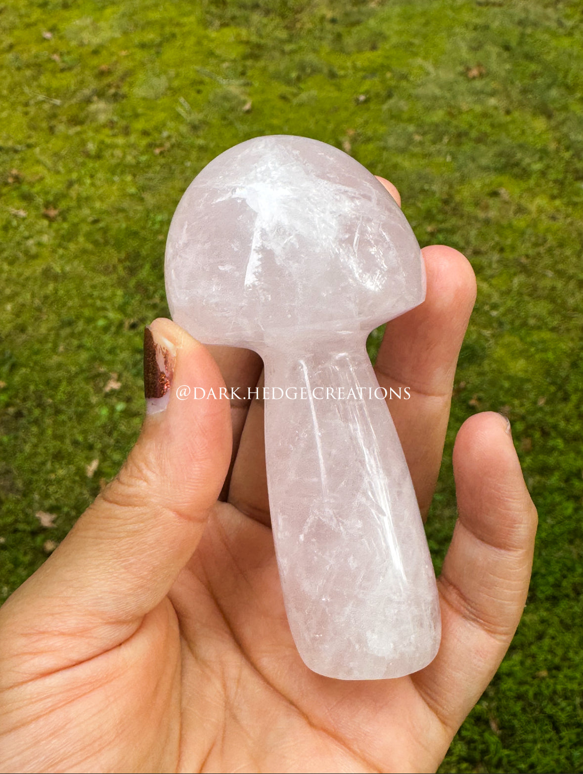 Rose quartz mushroom carving