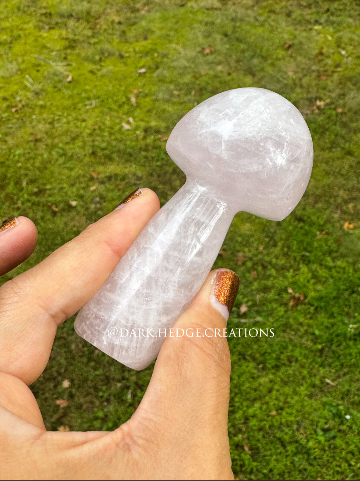 Rose quartz mushroom carving