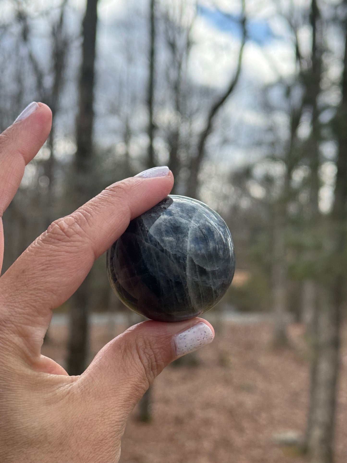 BEAUTIFUL purple and rainbow flash labradorite sphere