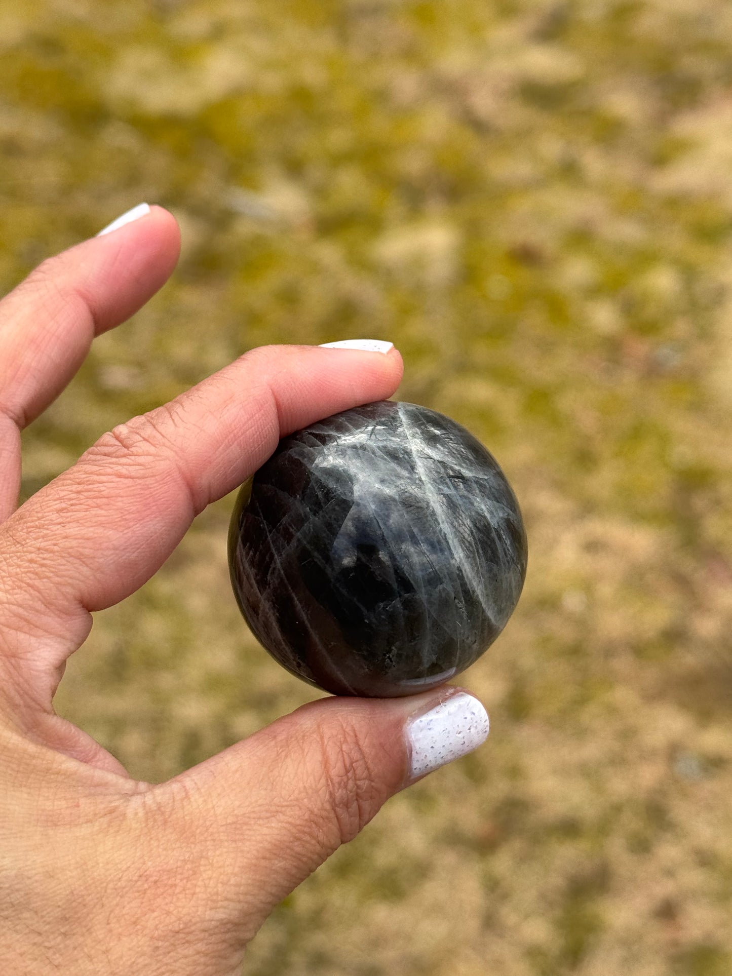 BEAUTIFUL purple and rainbow flash labradorite sphere