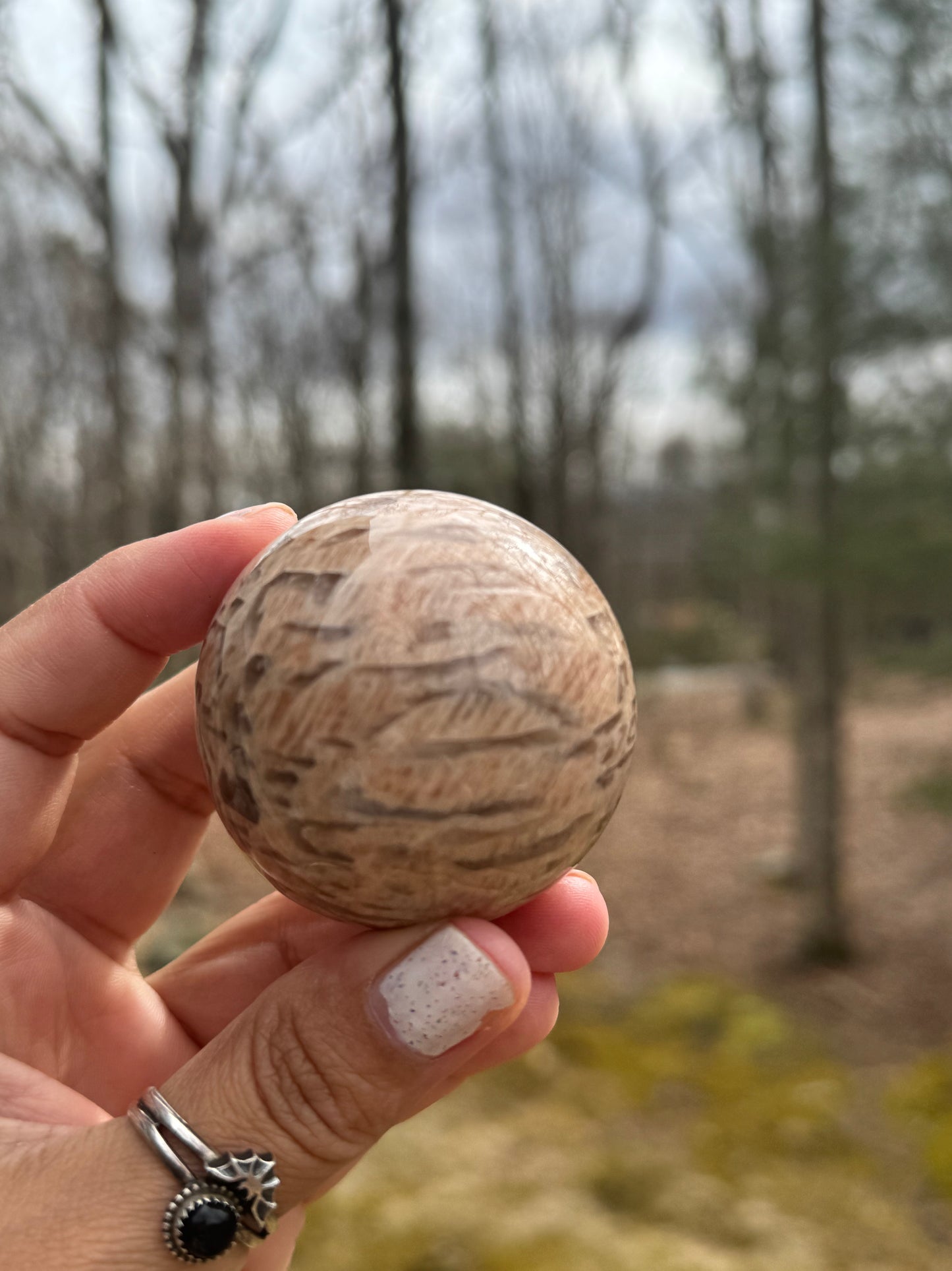 Graphic moonstone sphere