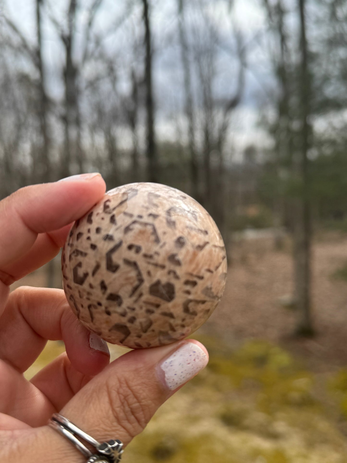 Graphic moonstone sphere