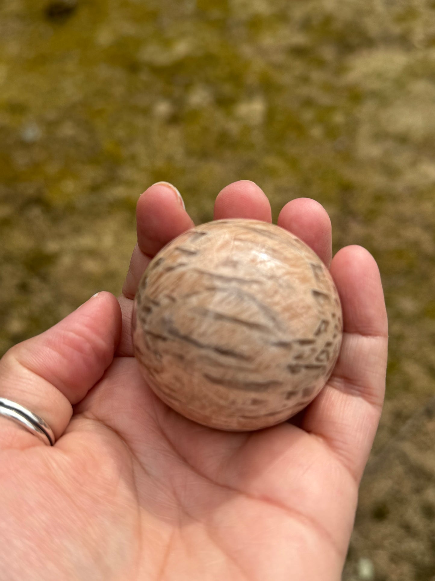 Graphic moonstone sphere