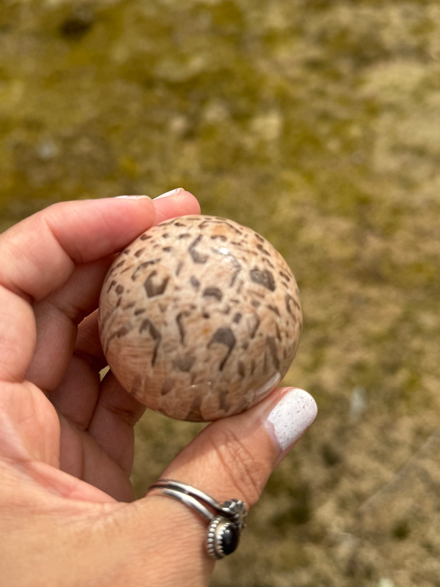 Graphic moonstone sphere