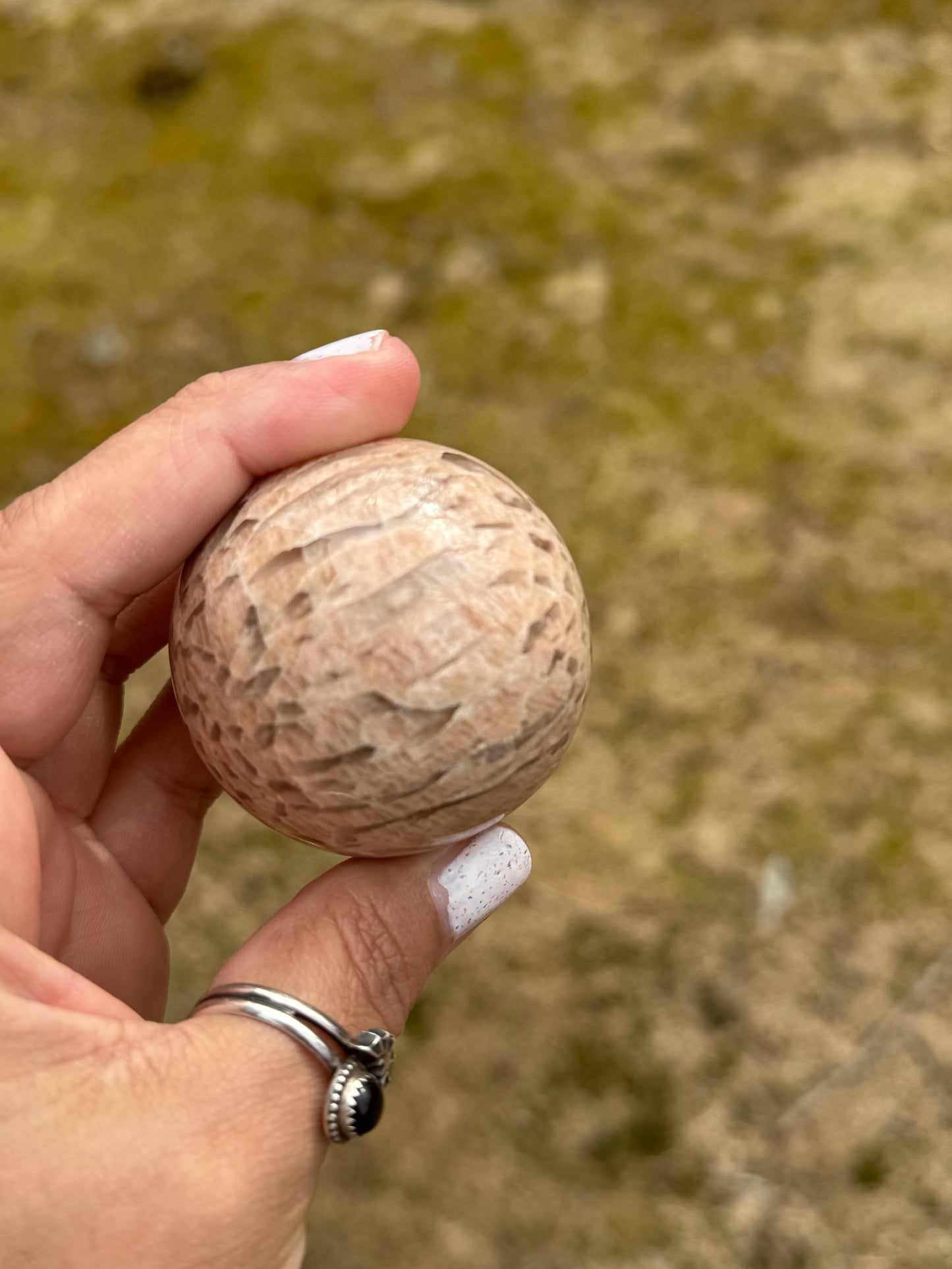 Graphic moonstone sphere