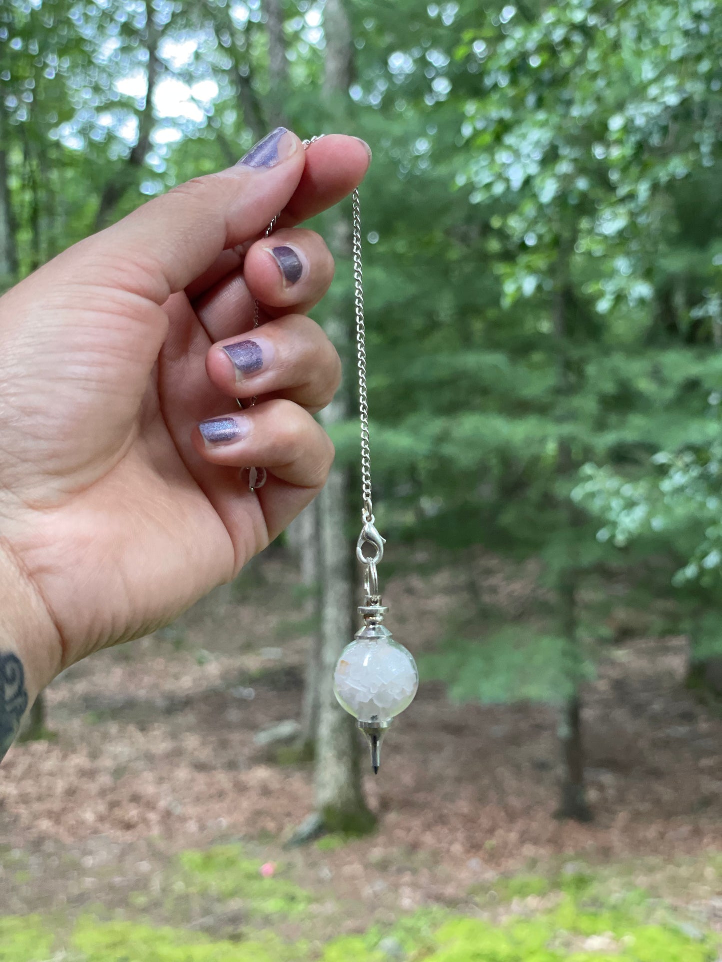 Selenite and salt cleansing pendulum