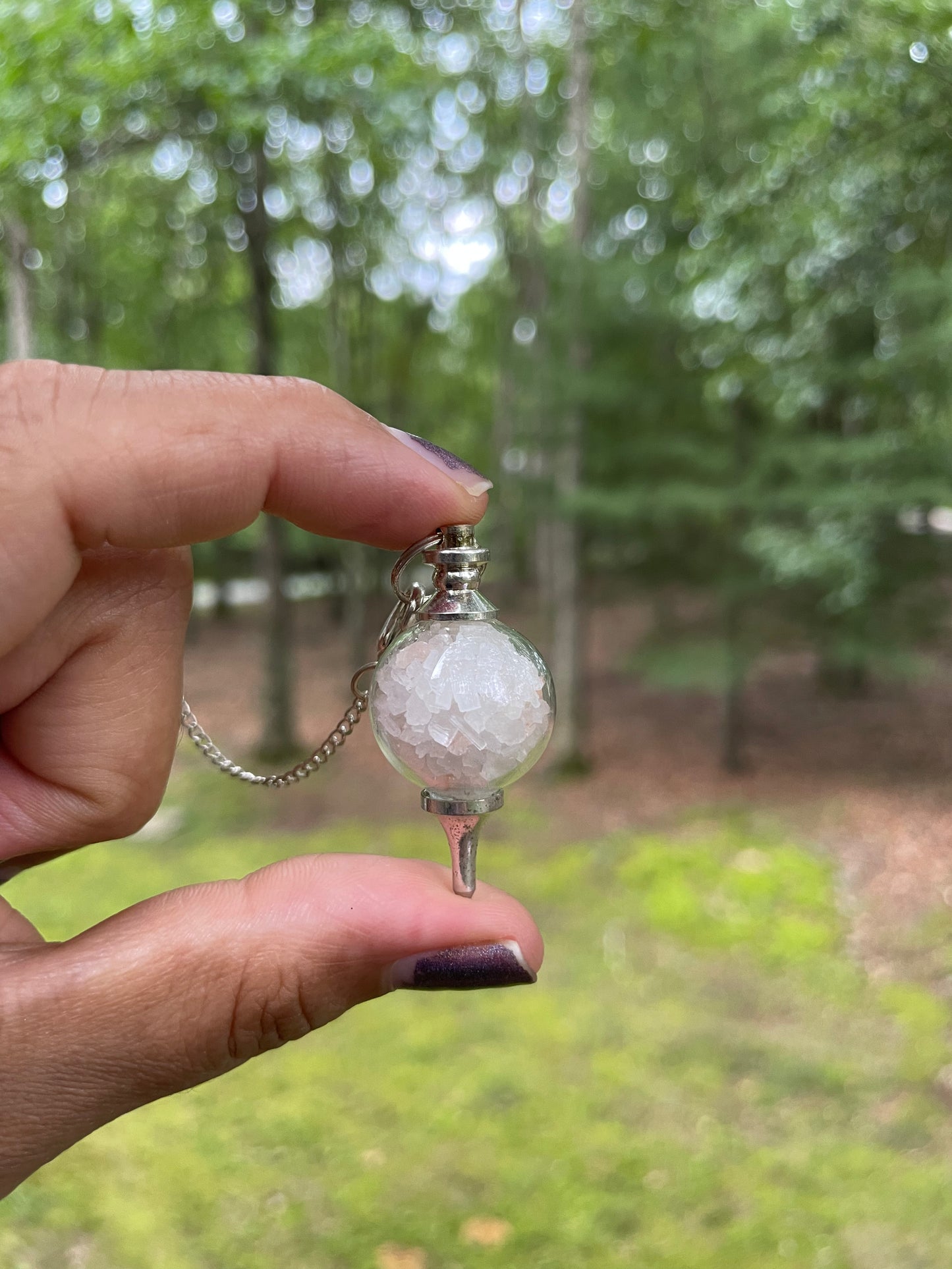 Selenite and salt cleansing pendulum