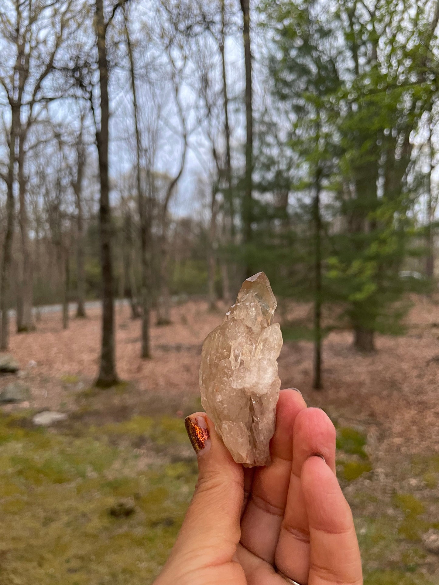 Natural smoky citrine point