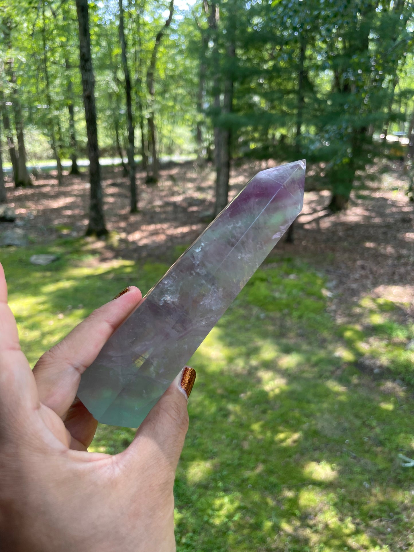 Large Pink fluorite tower