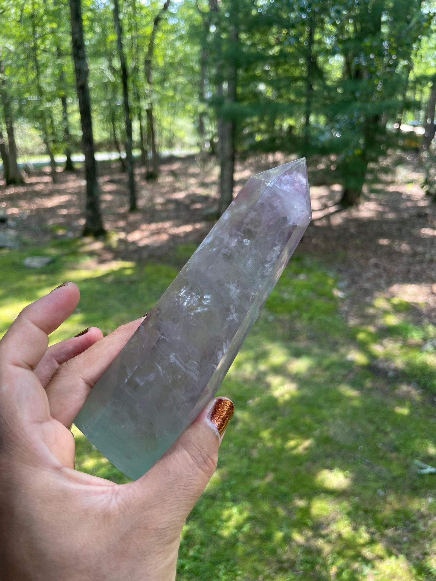 Large Pink fluorite tower