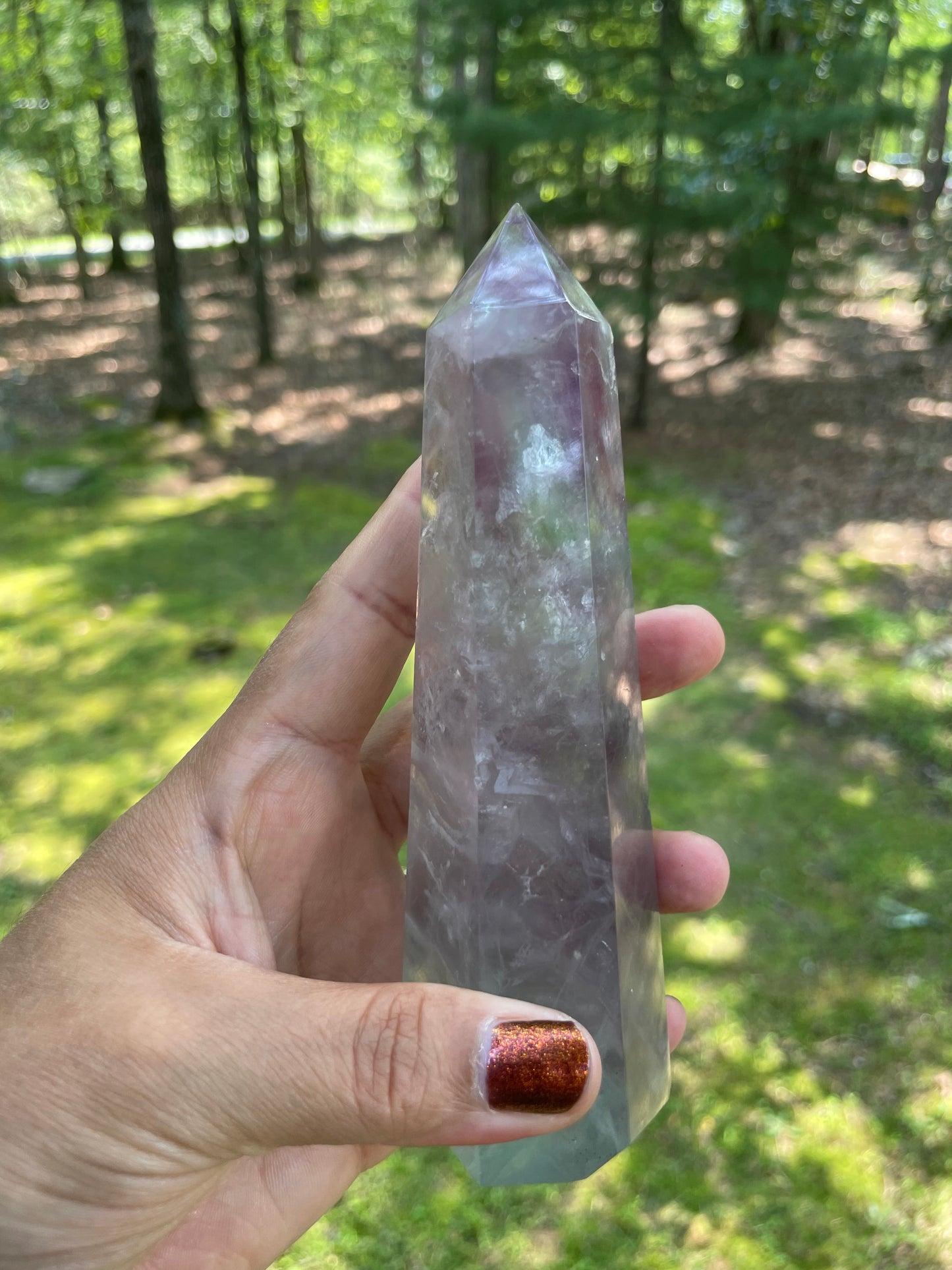 Large Pink fluorite tower