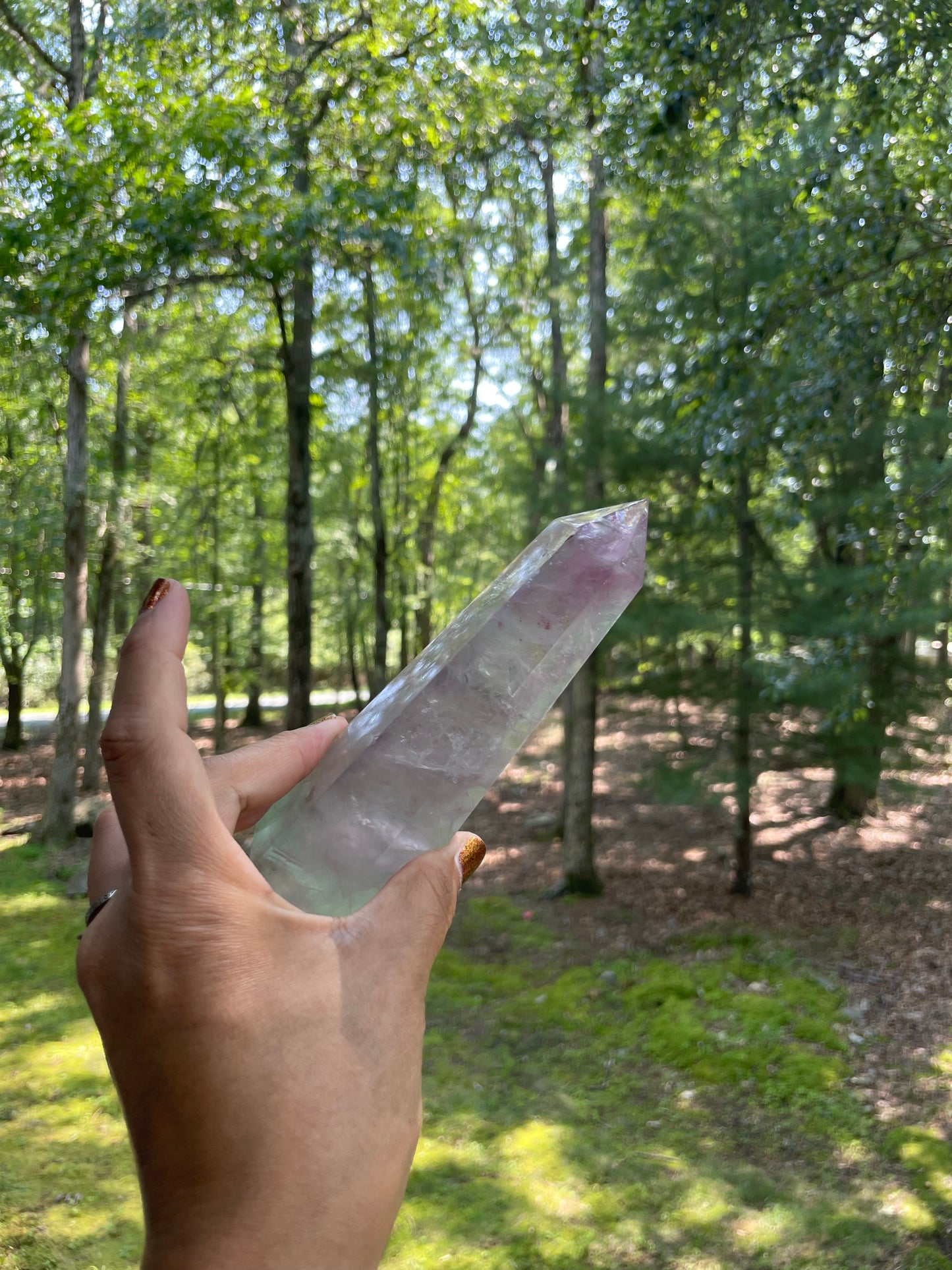 Large Pink fluorite tower