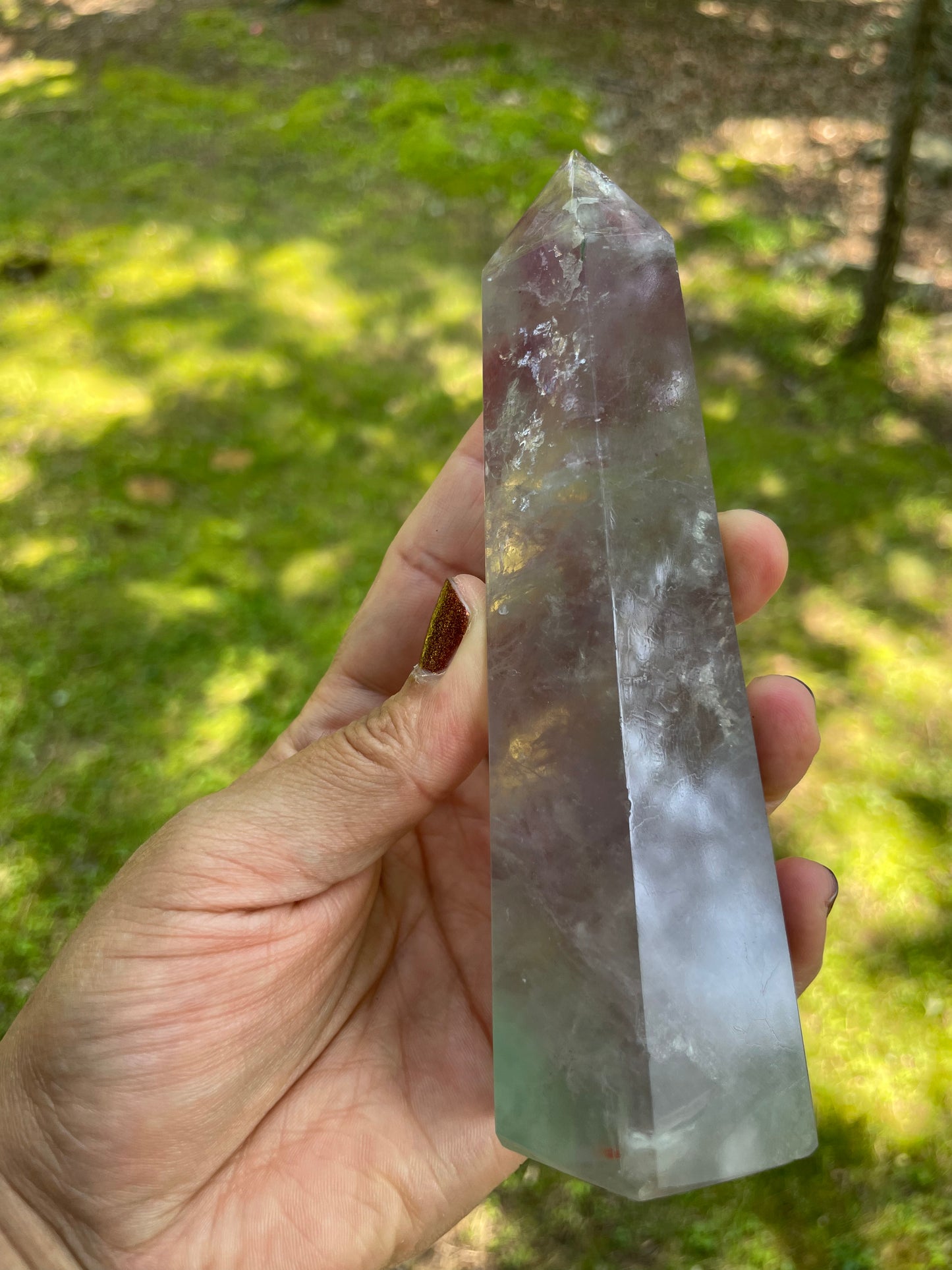 Large Pink fluorite tower