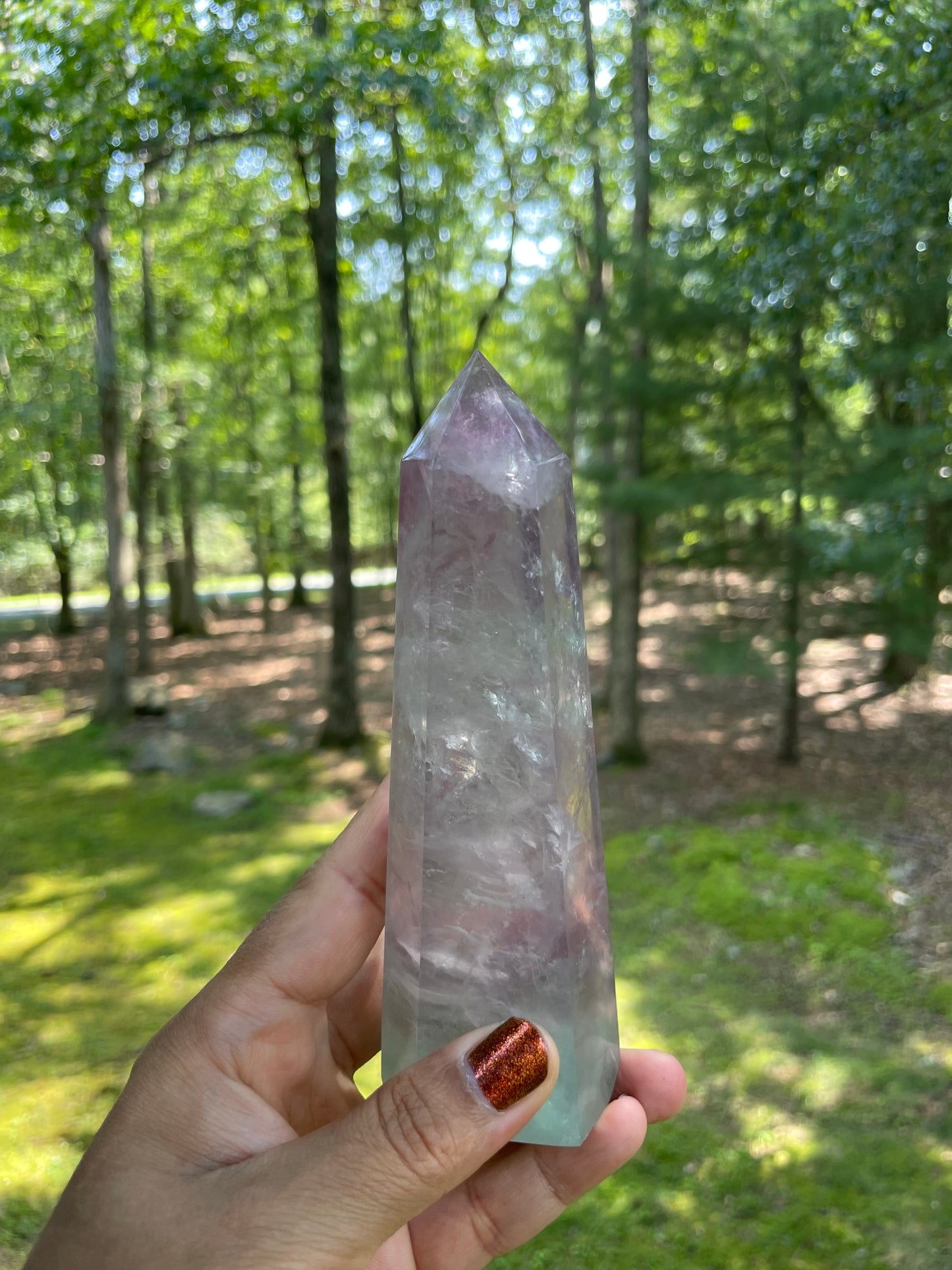 Large Pink fluorite tower