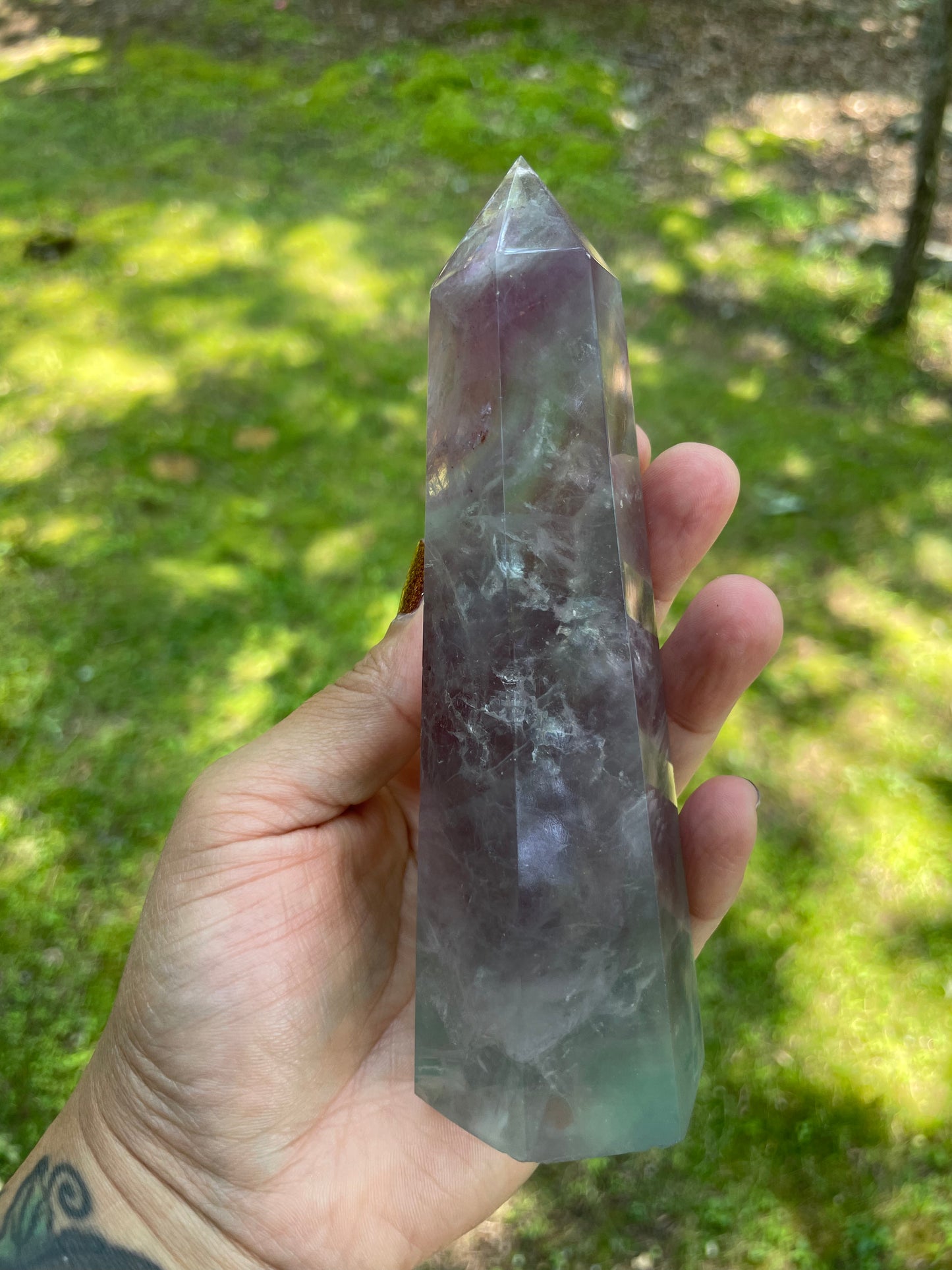 Large Pink fluorite tower