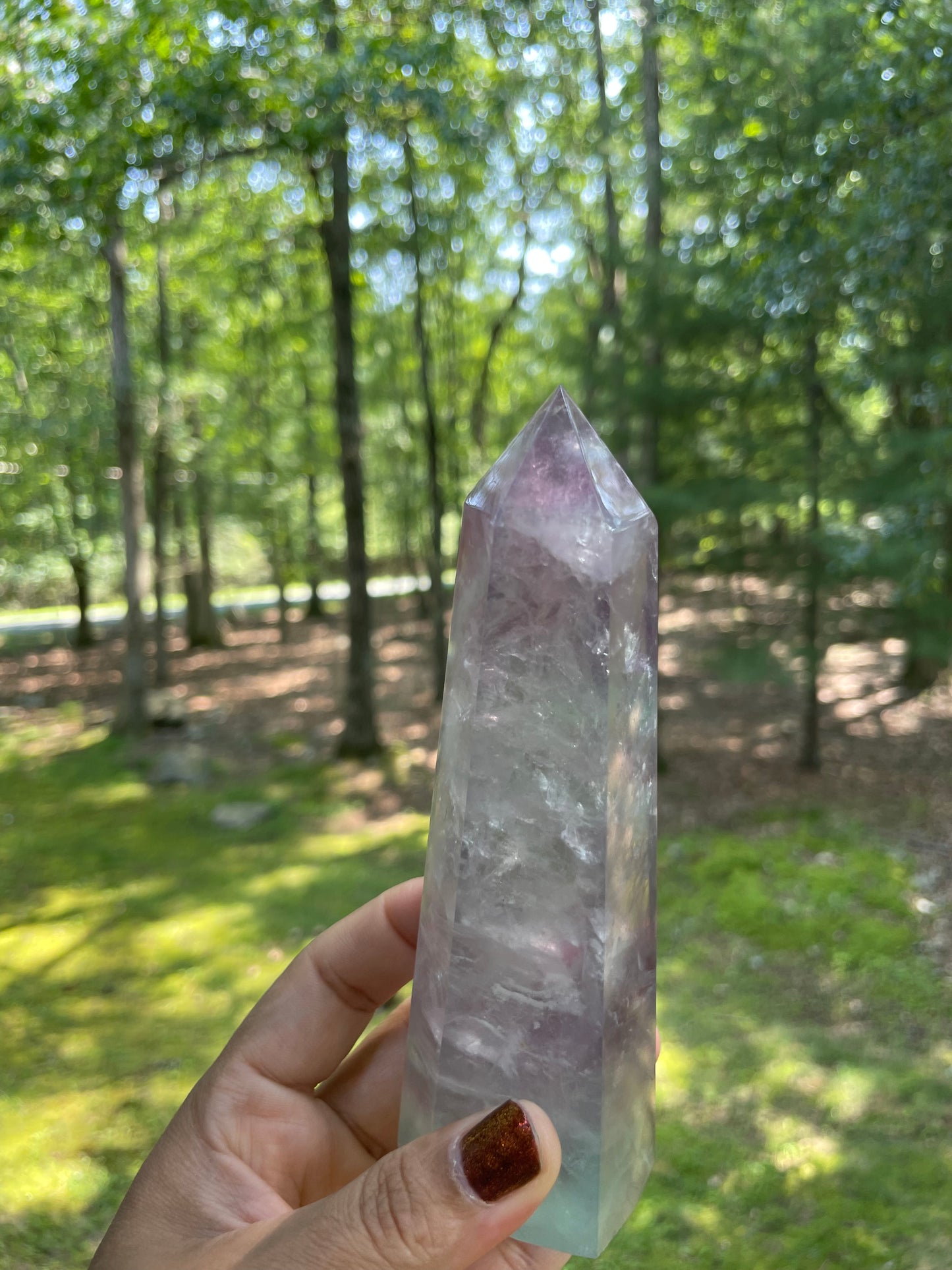 Large Pink fluorite tower