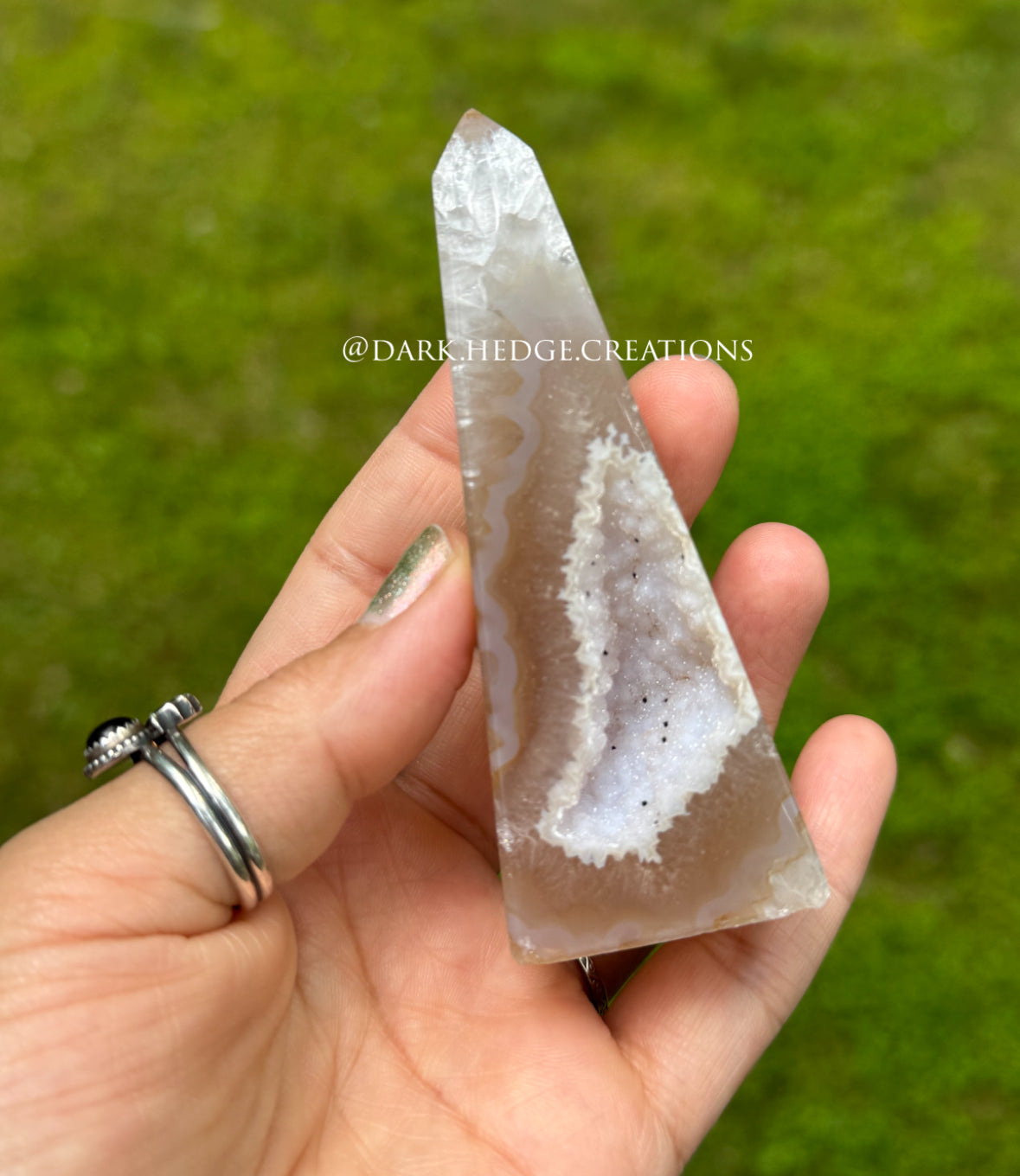Druzy agate obelisk