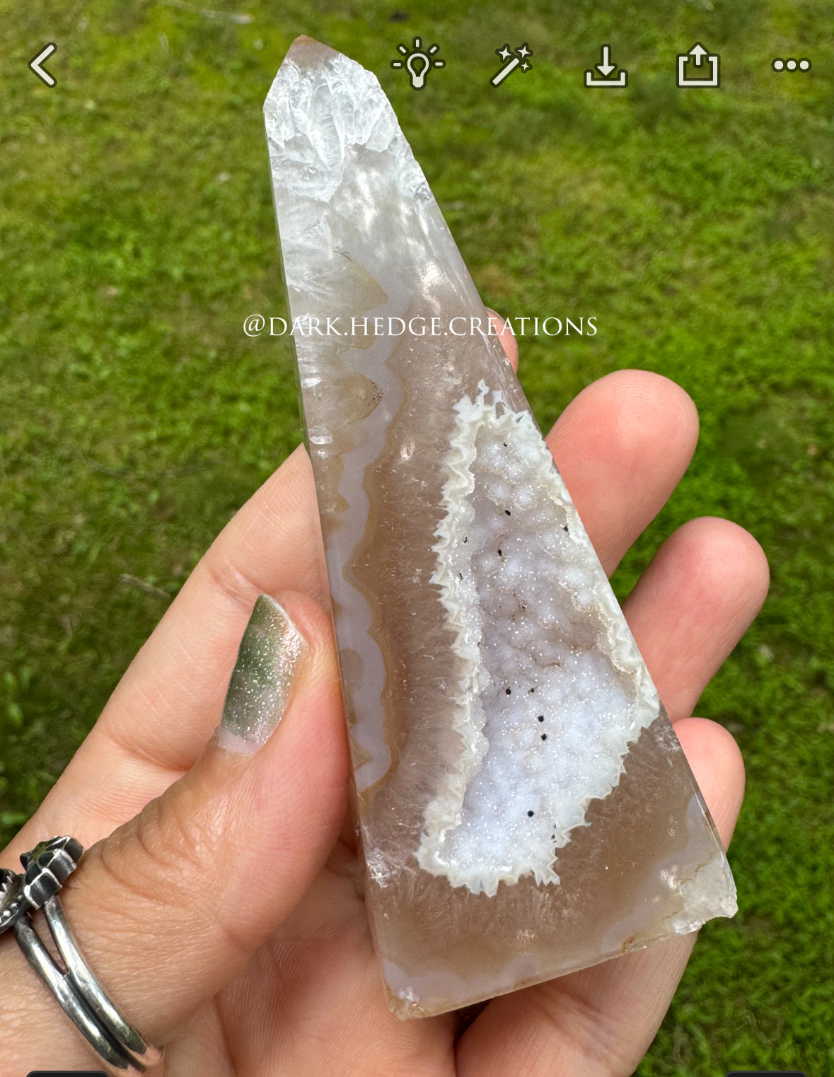 Druzy agate obelisk