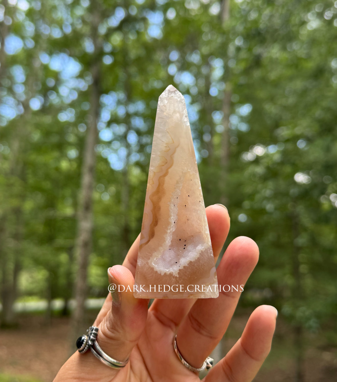 Druzy agate obelisk