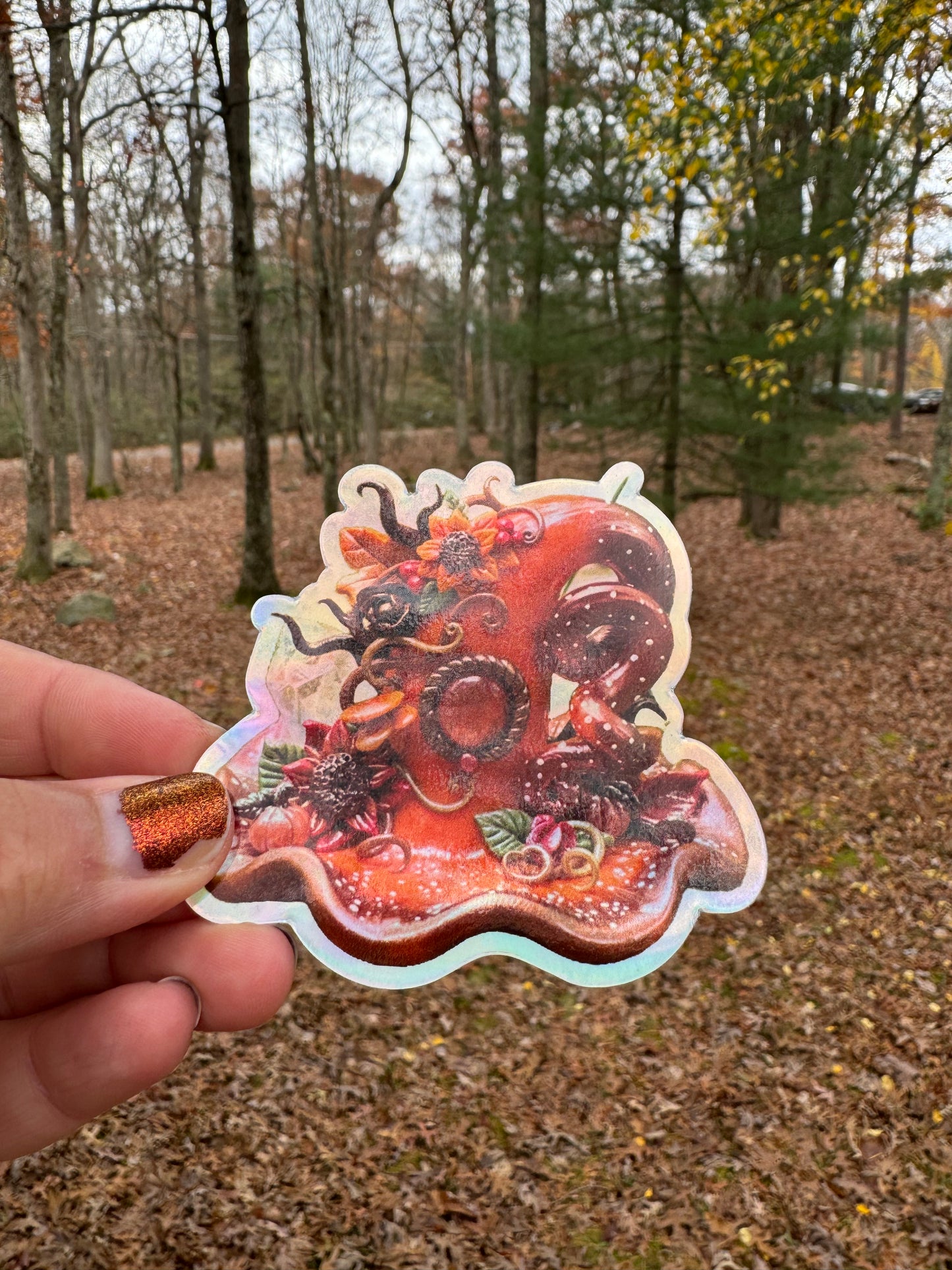 Autumn bouquet holographic sticker