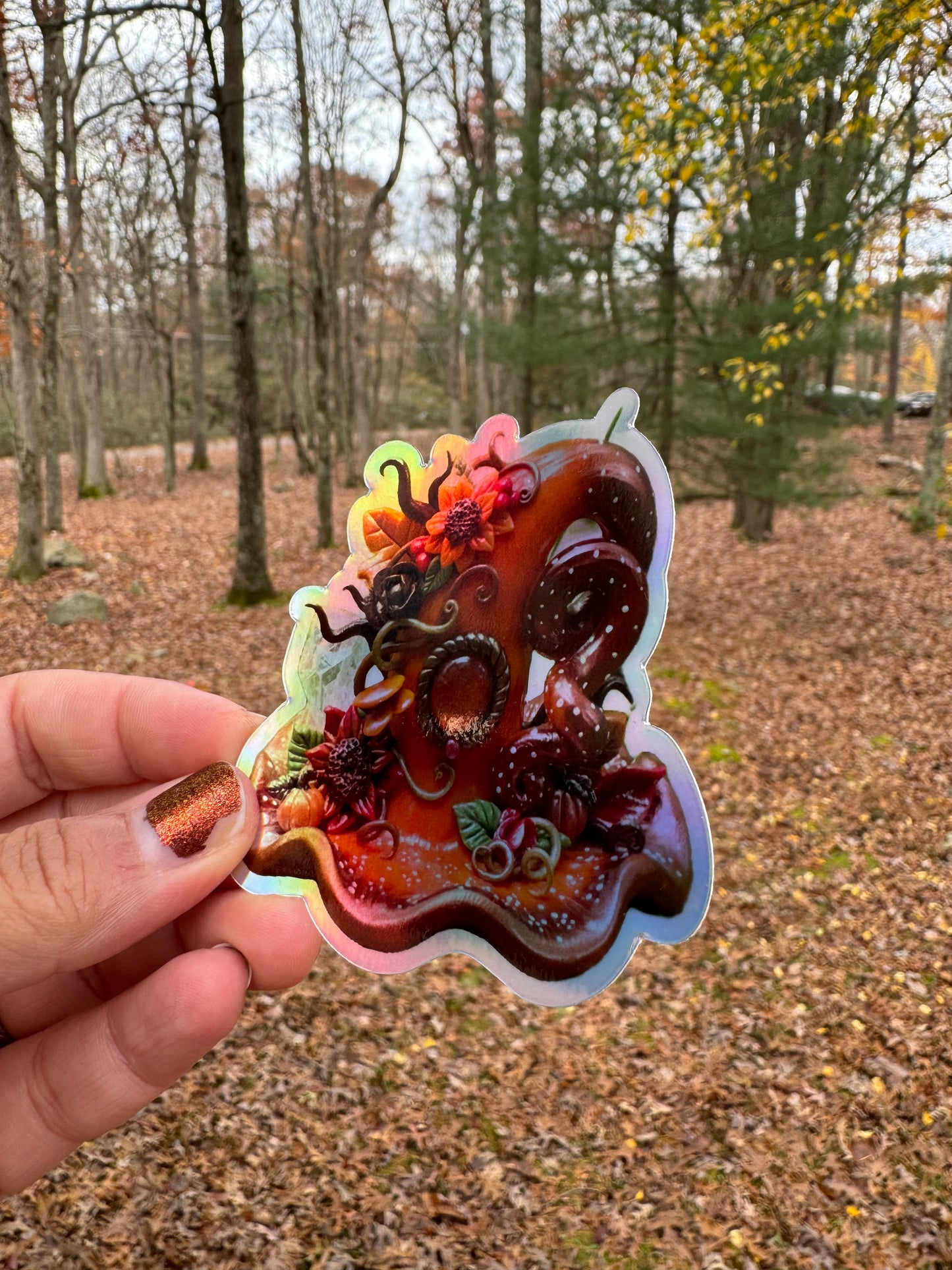 Autumn bouquet holographic sticker