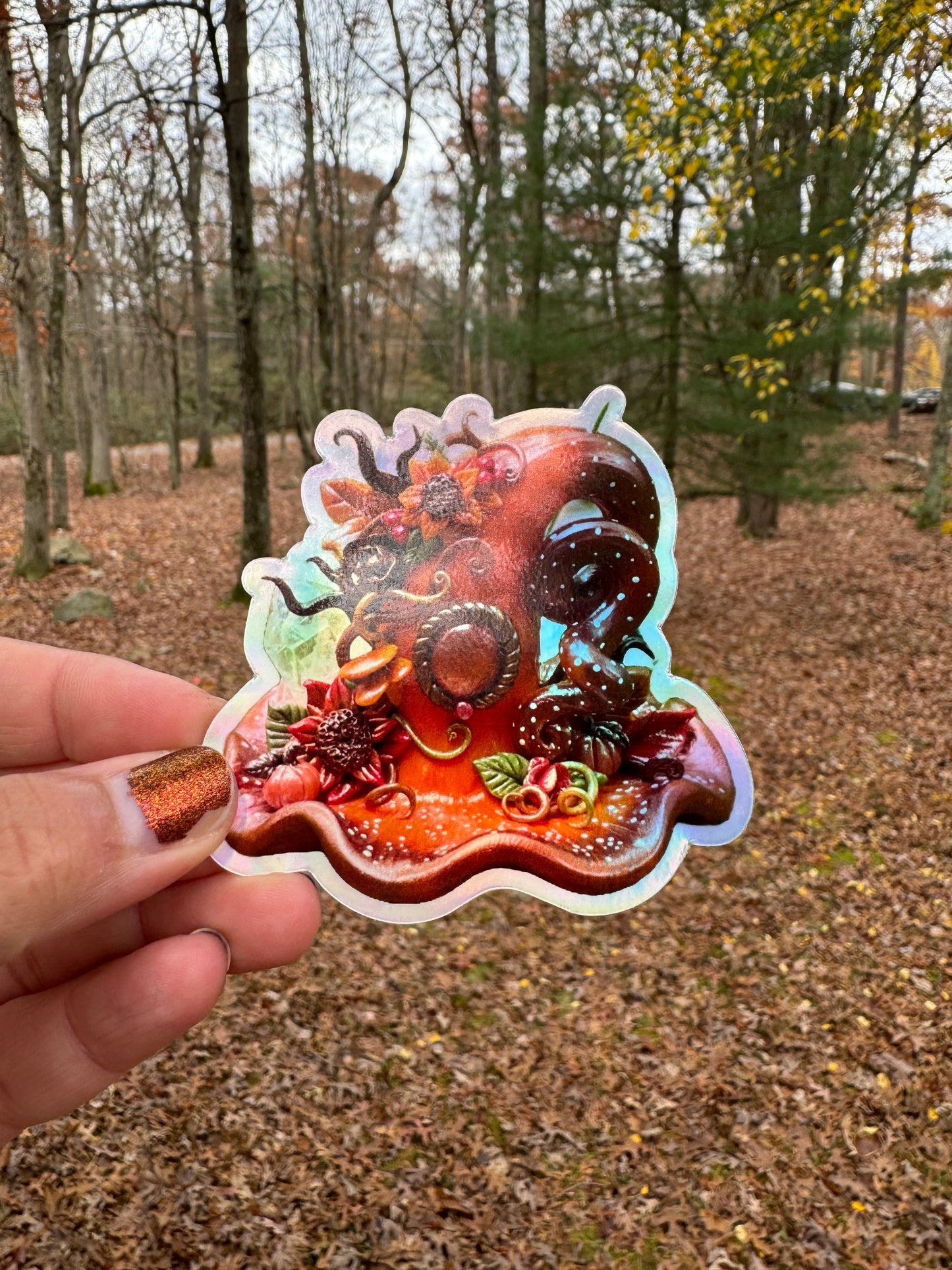 Autumn bouquet holographic sticker