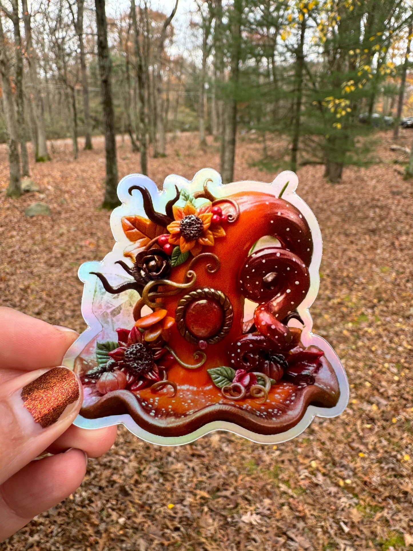 Autumn bouquet holographic sticker