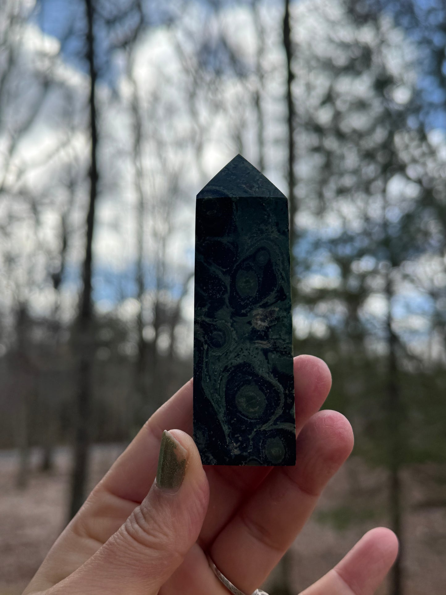Kambaba Jasper point ( green jasper)
