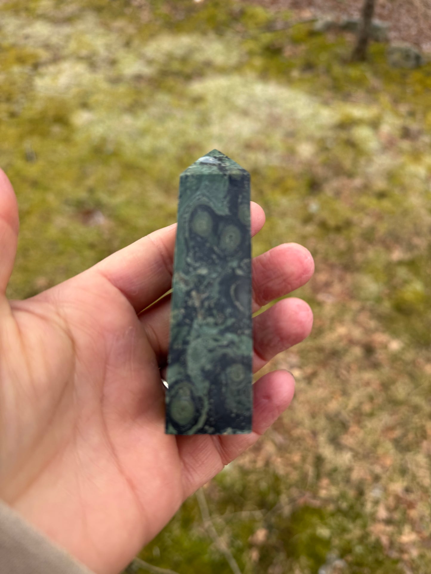 Kambaba Jasper point ( green jasper)