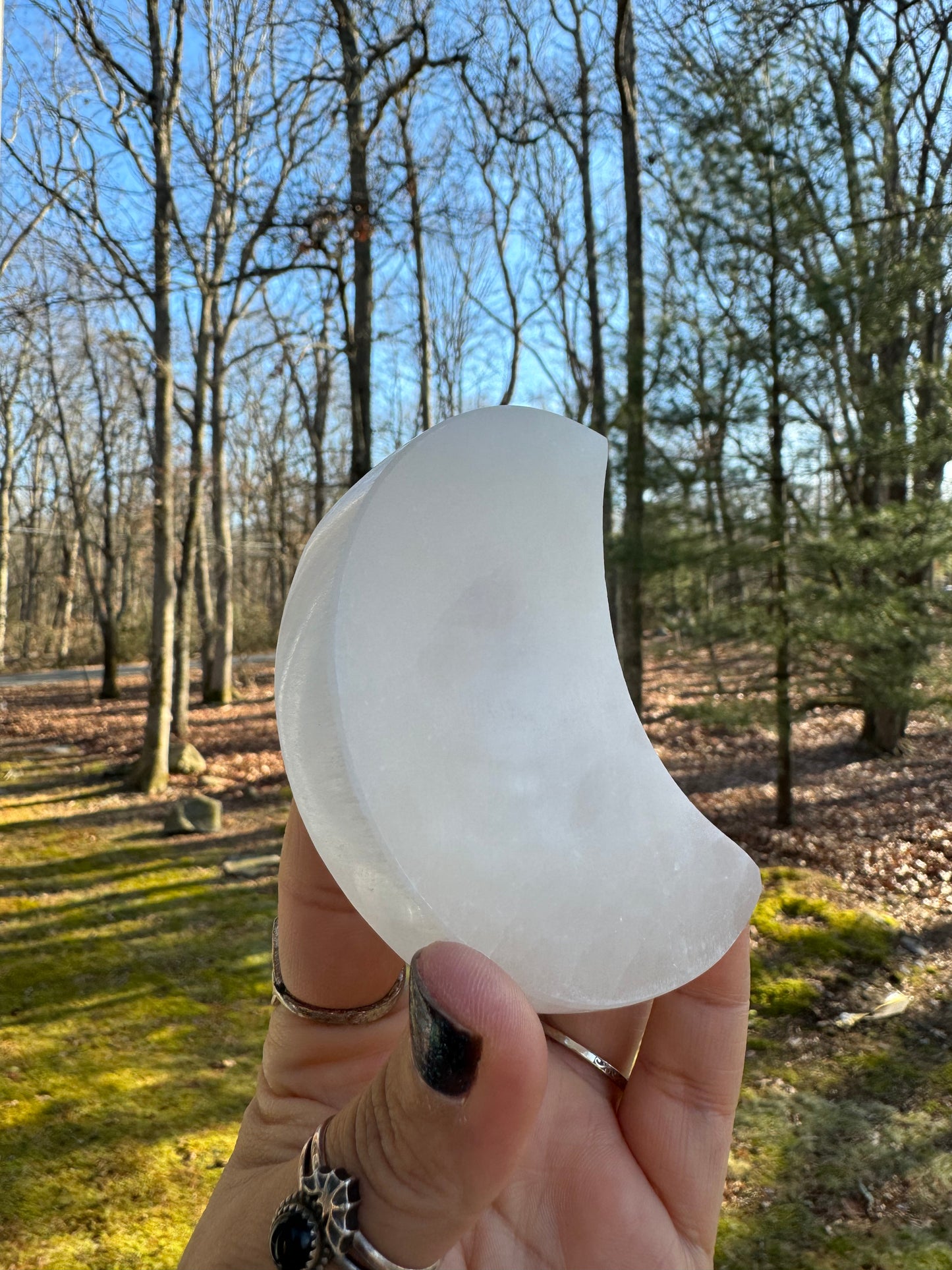 Mini Selenite moon charging plate