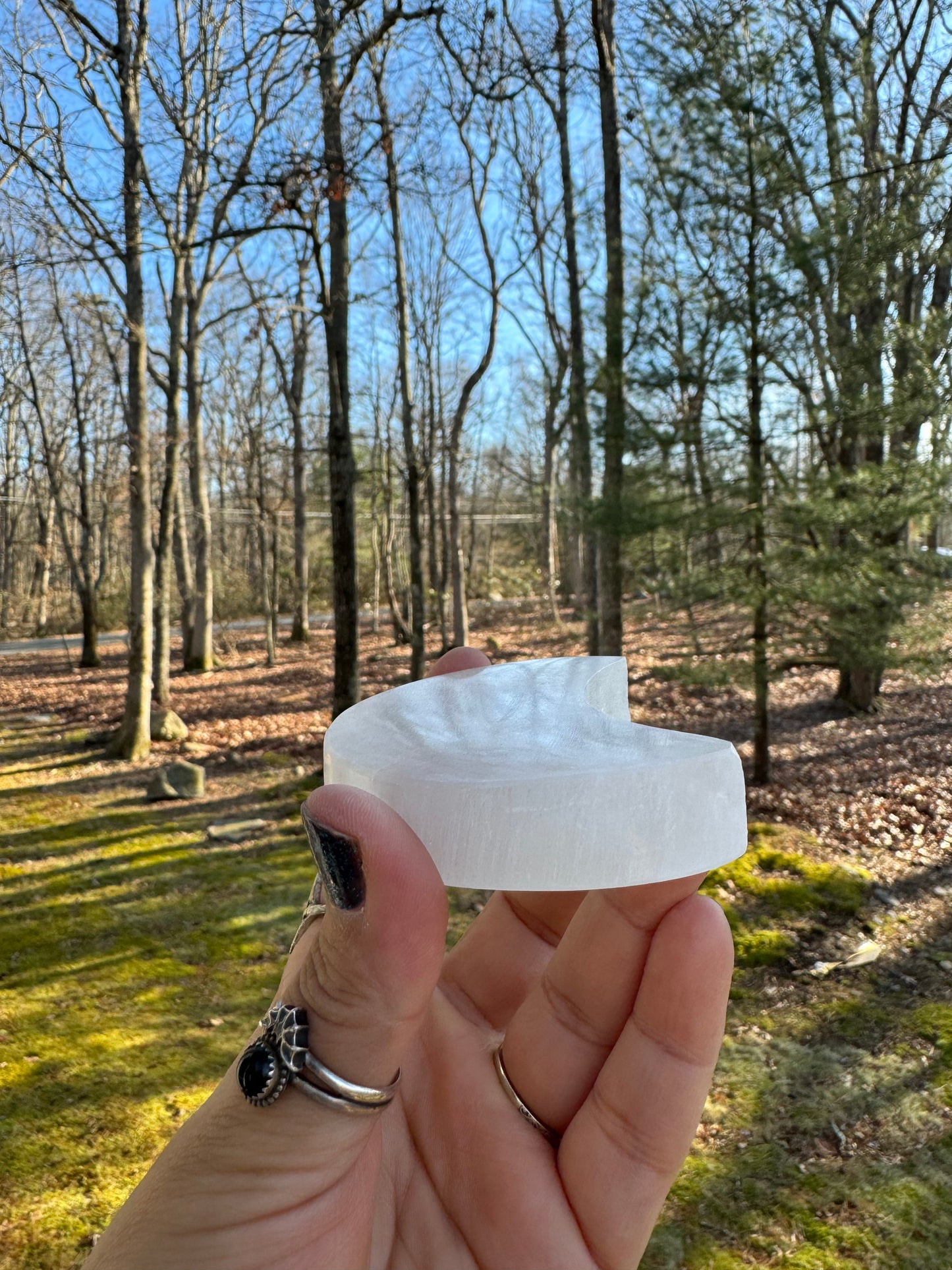 Mini Selenite moon charging plate