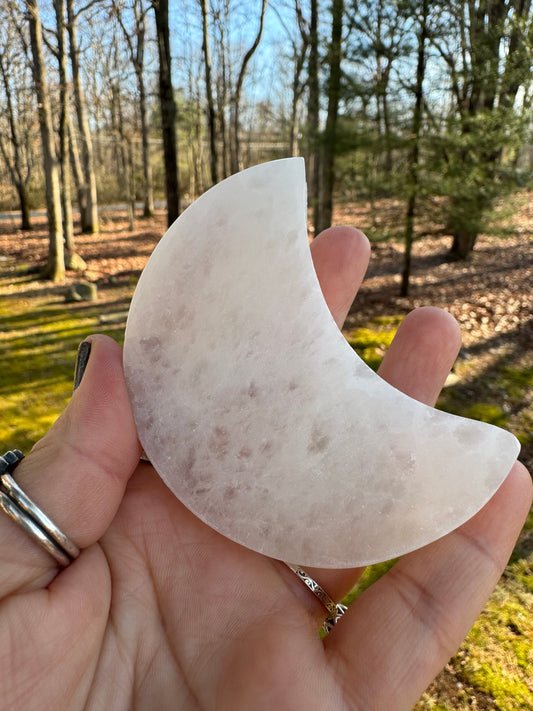 Mini Selenite moon charging plate