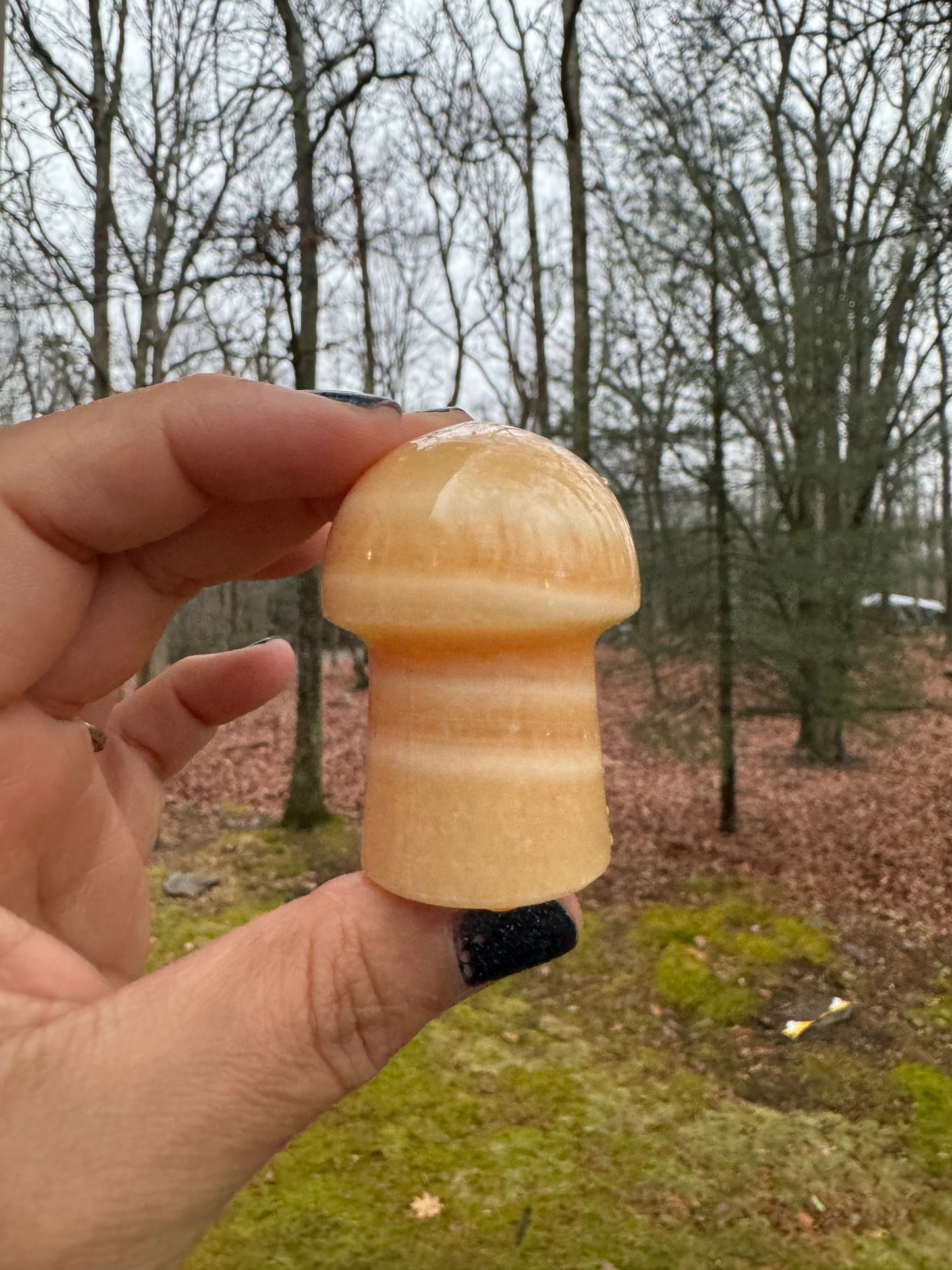 Orange calcite mushroom