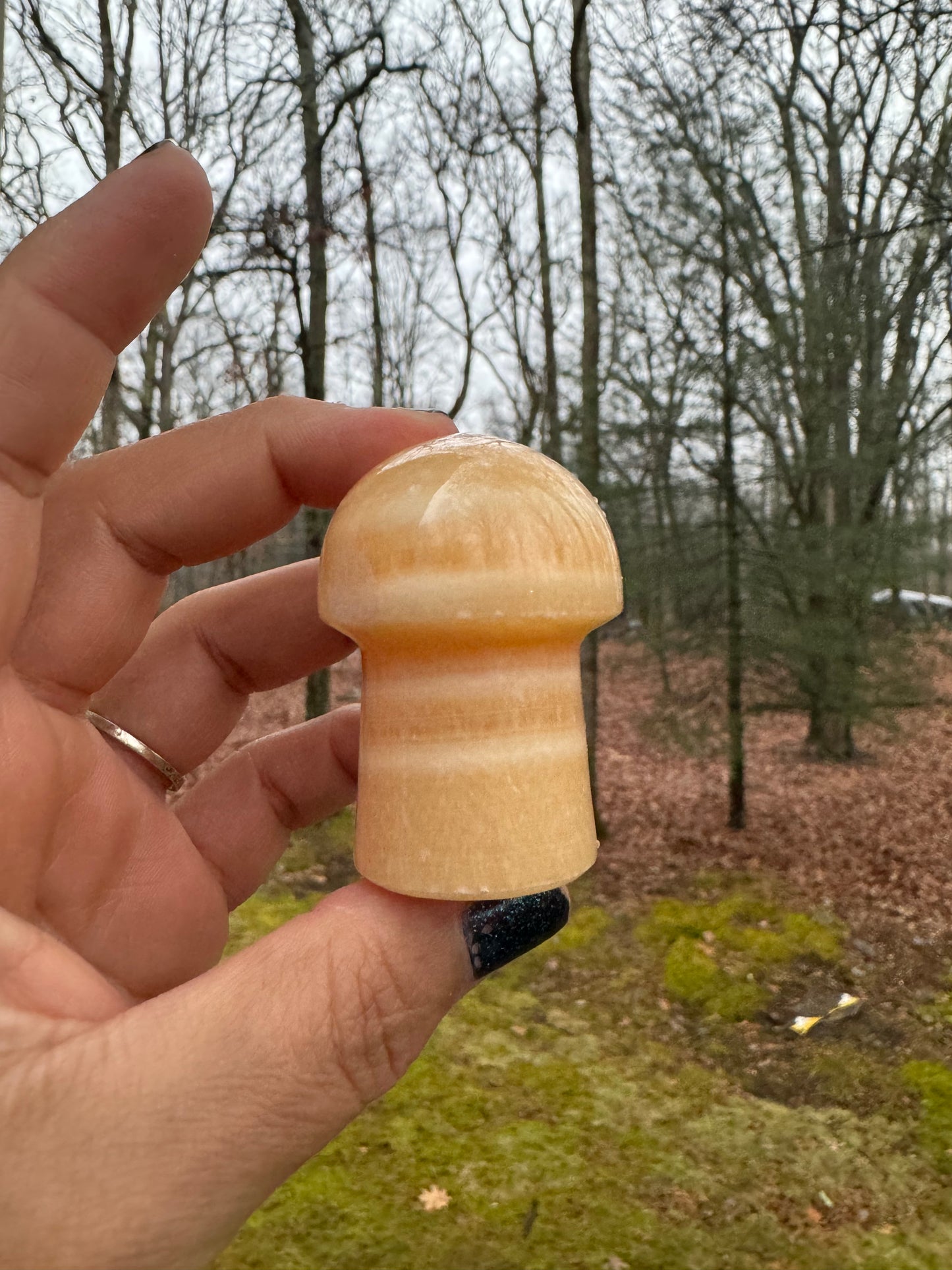 Orange calcite mushroom