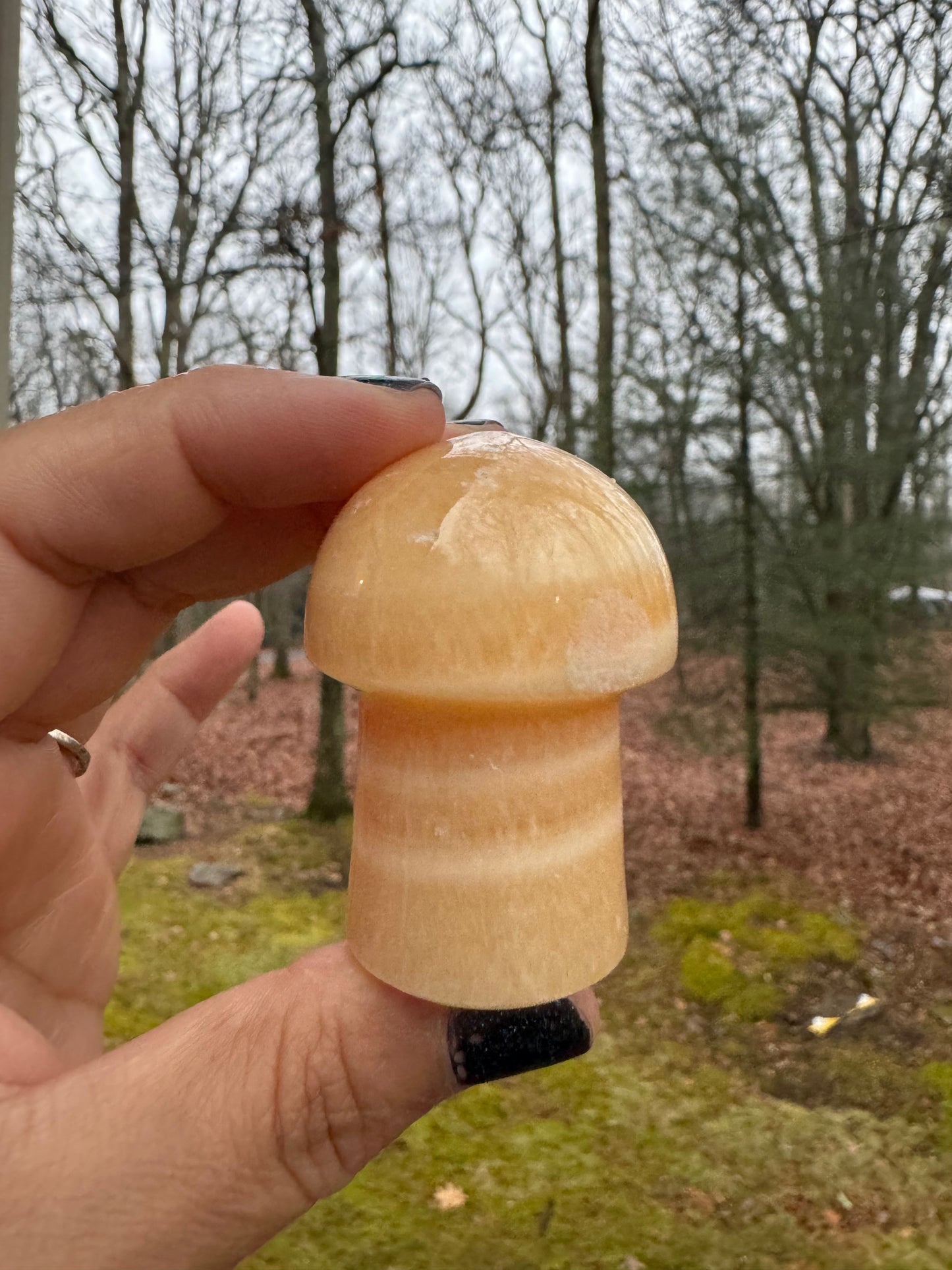 Orange calcite mushroom