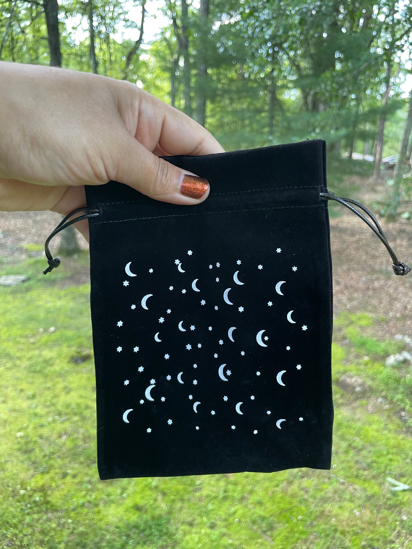 Velvet moon crystal pouch