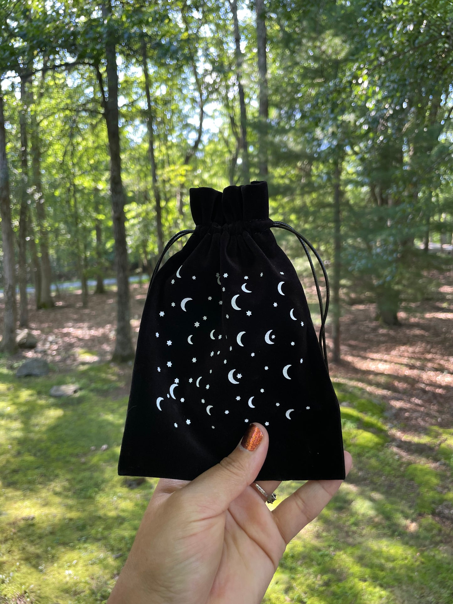 Velvet moon crystal pouch