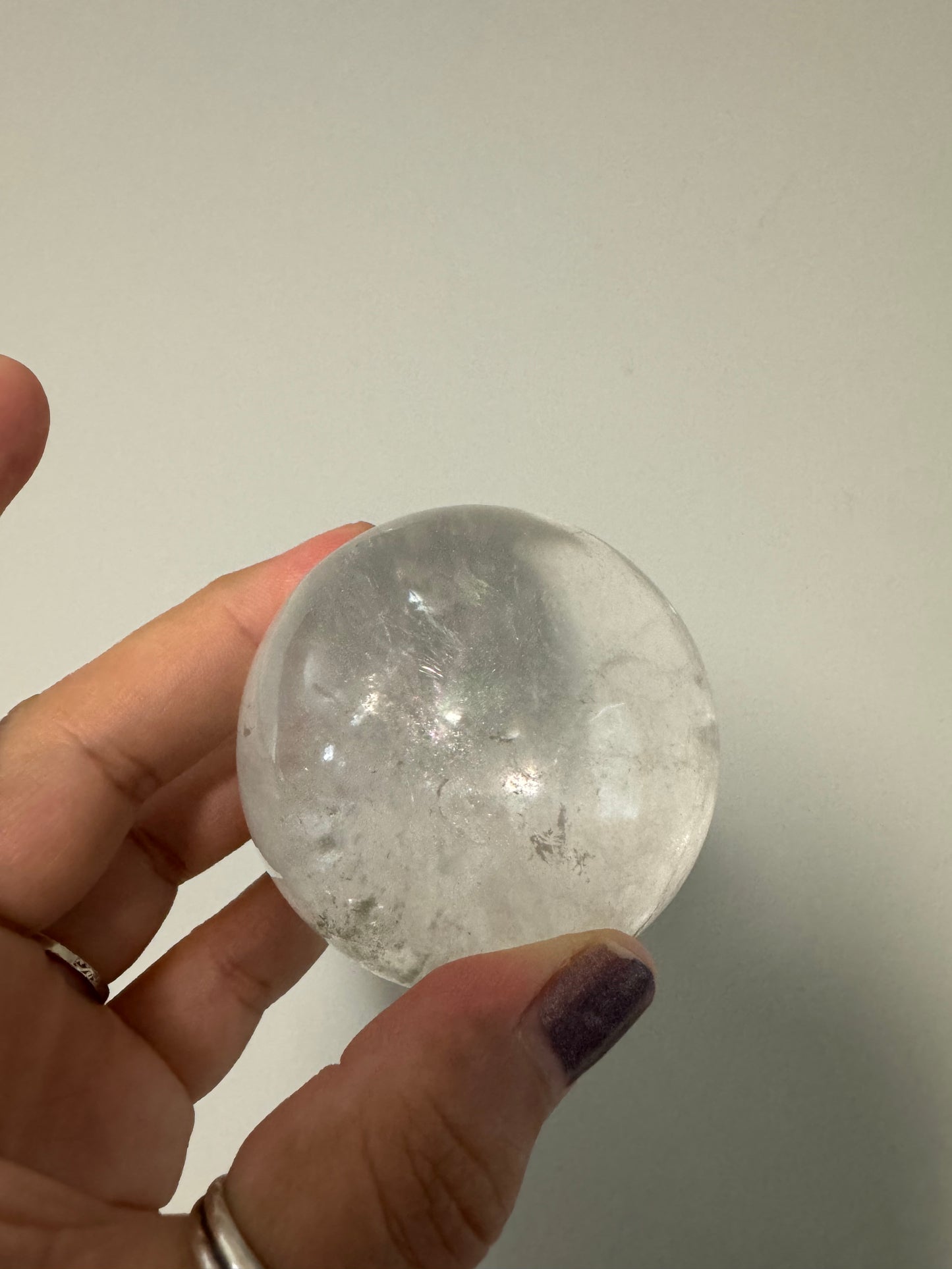 RAINBOW FILLED! Chloride included clear quartz sphere(Brazil)