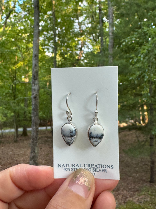 Sterling silver Dendritic opal earrings