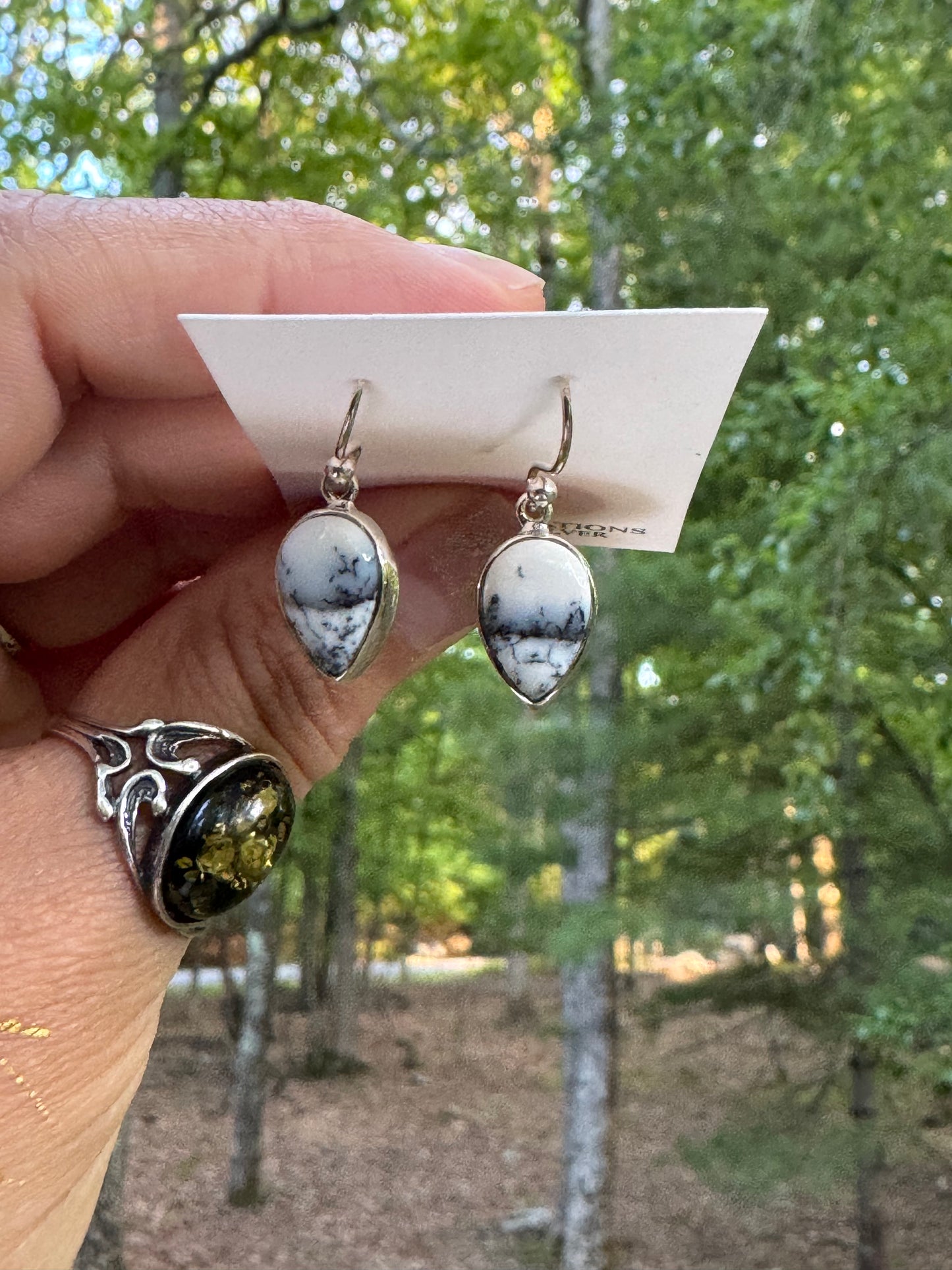 Sterling silver Dendritic opal earrings