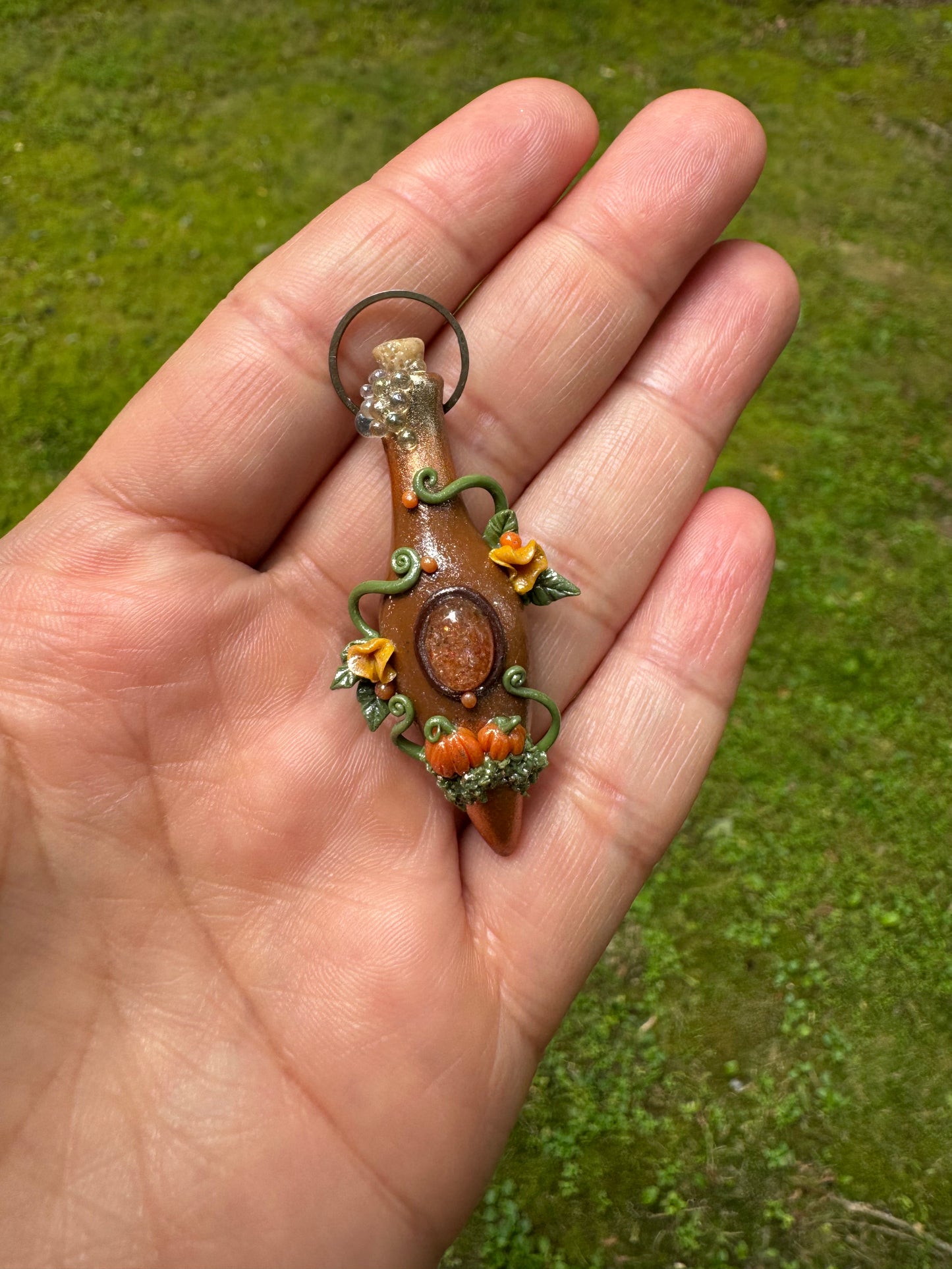 Pumpkin fairy potion pendant