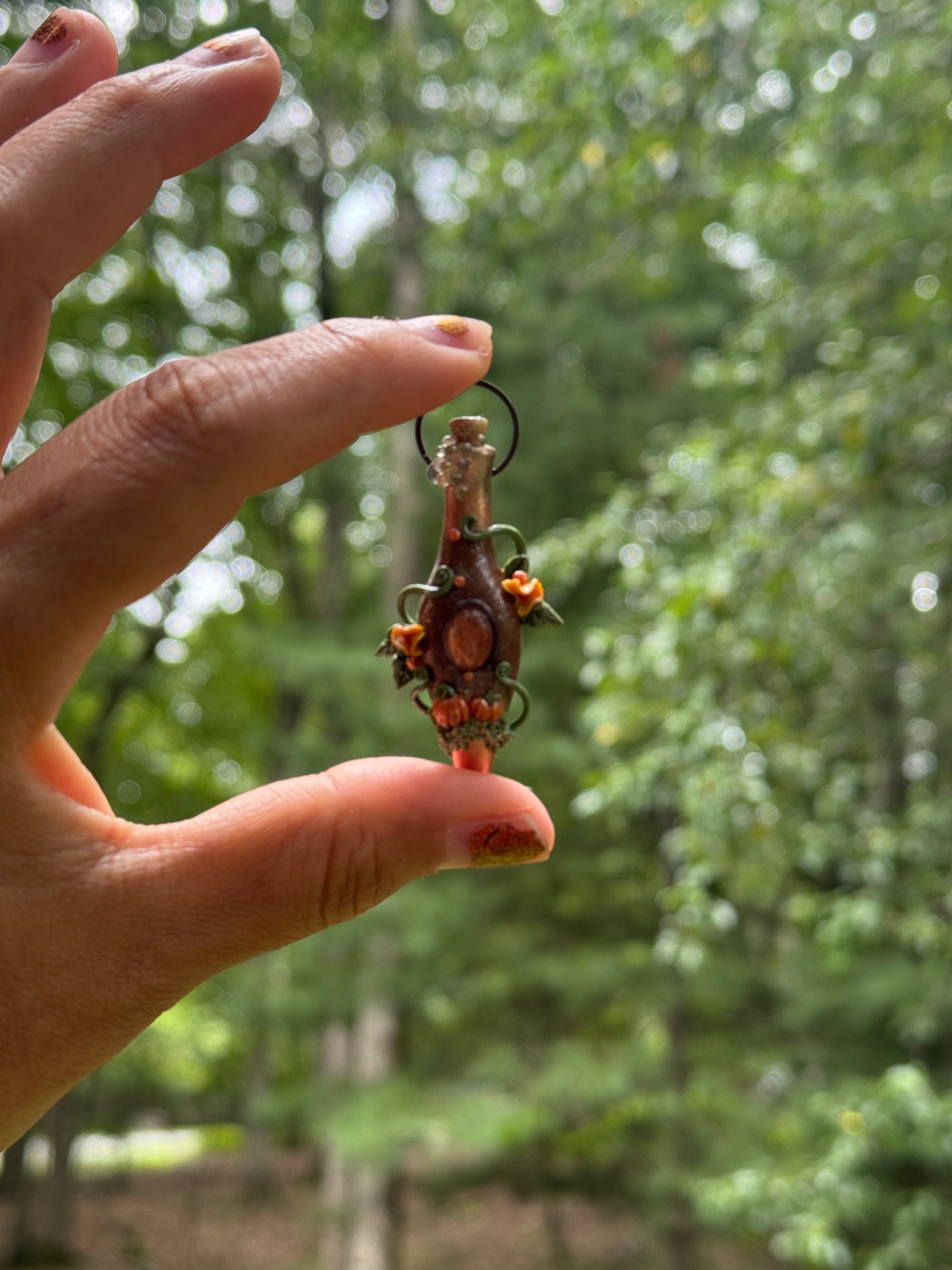 Pumpkin fairy potion pendant