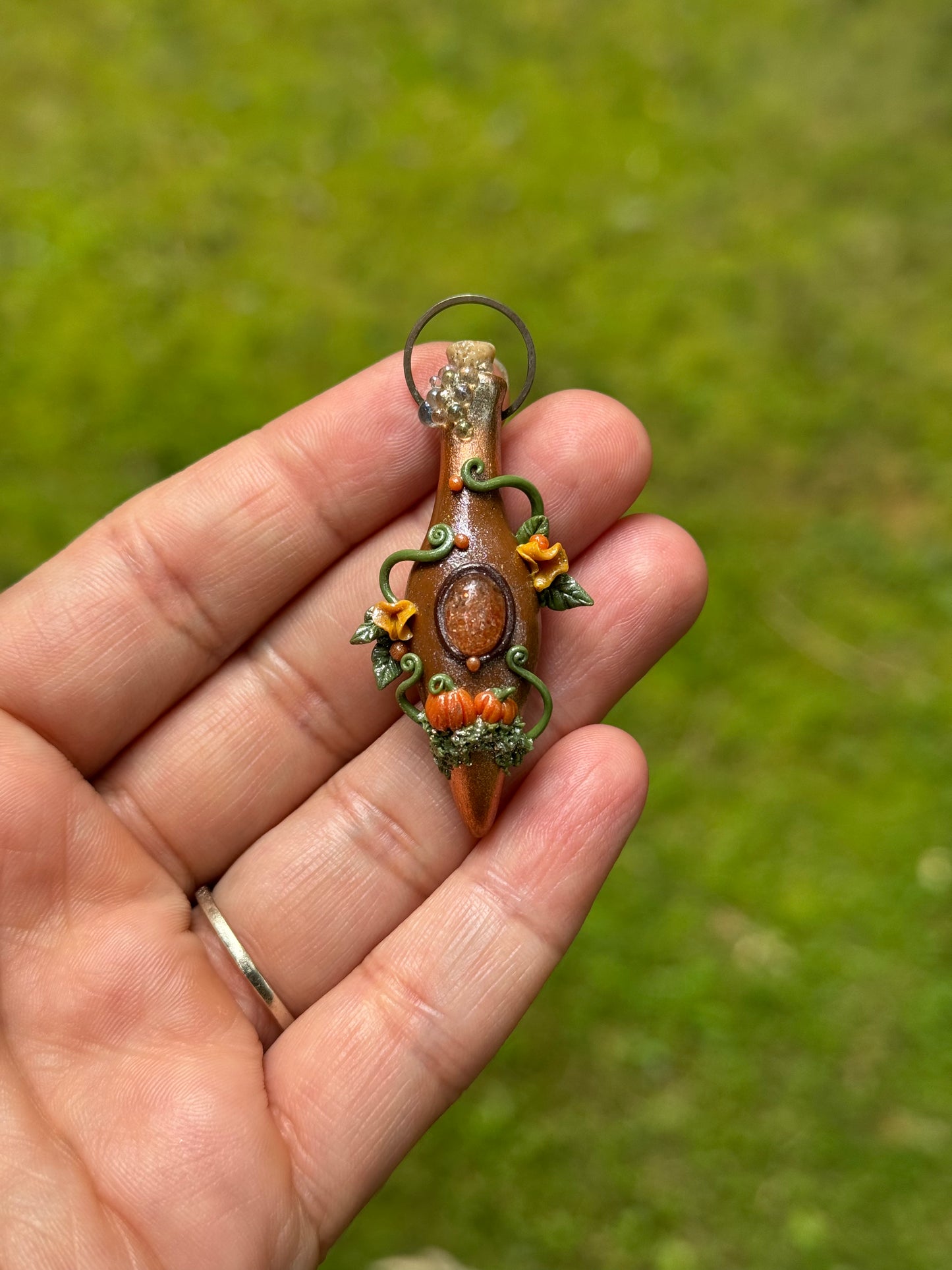 Pumpkin fairy potion pendant