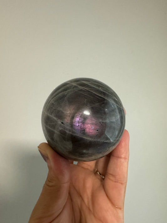 Purple and blue labradorite sphere