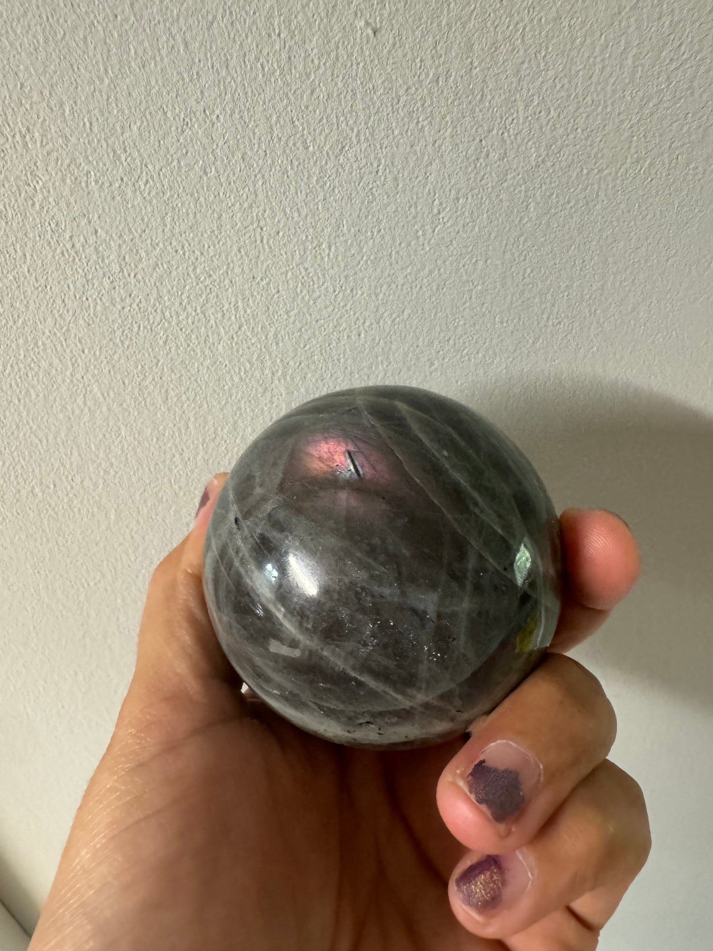 Purple and blue labradorite sphere