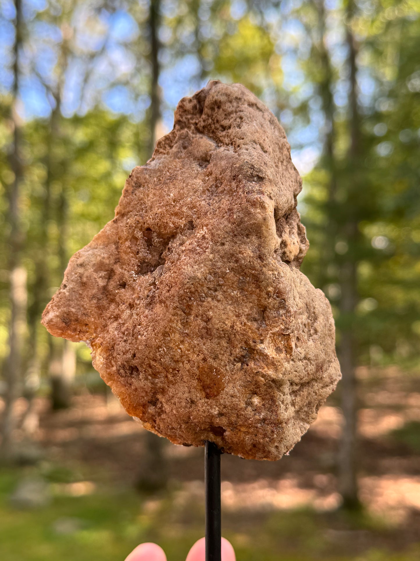 Mounted pink amethyst specimen