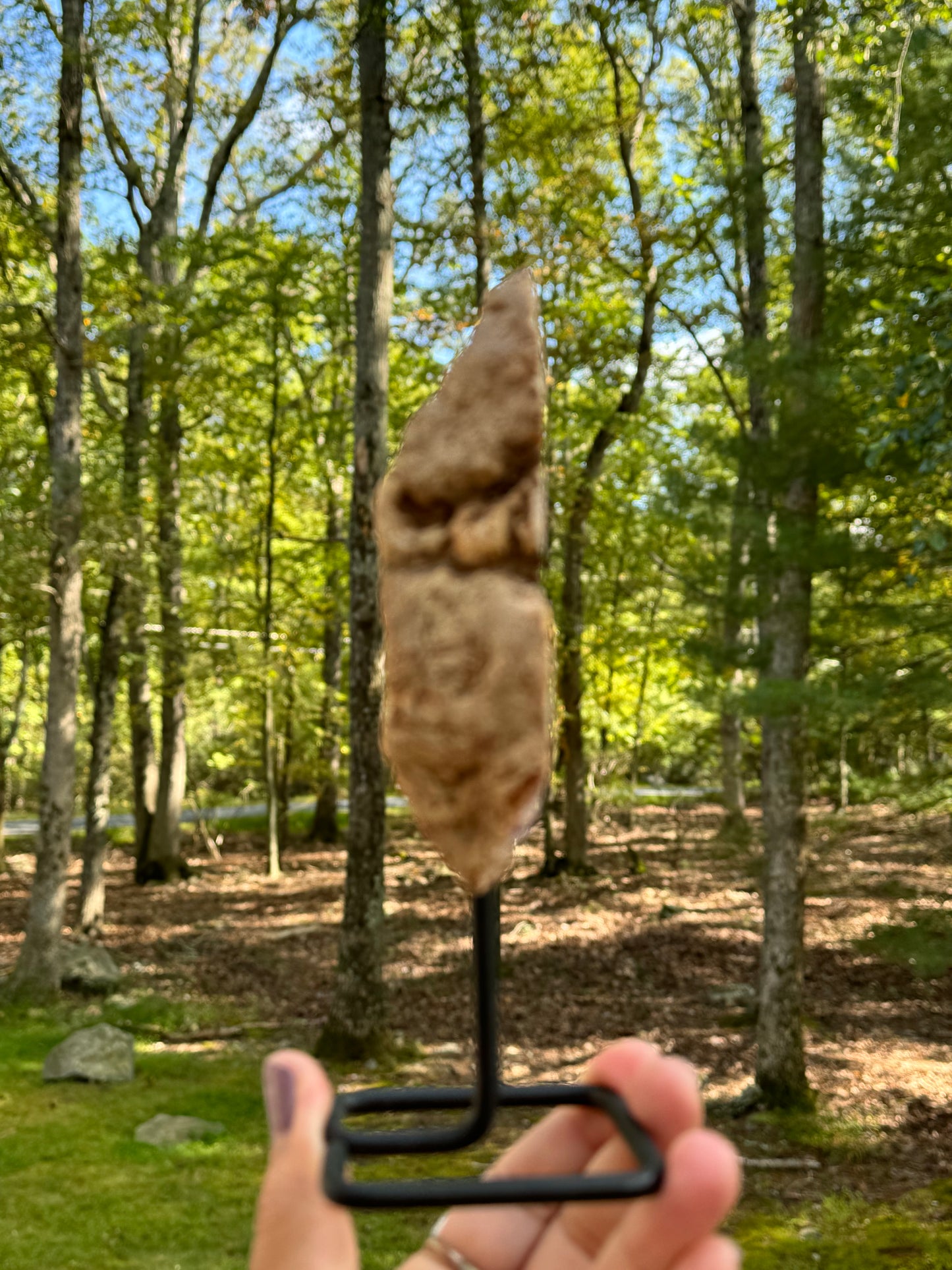 Mounted pink amethyst specimen