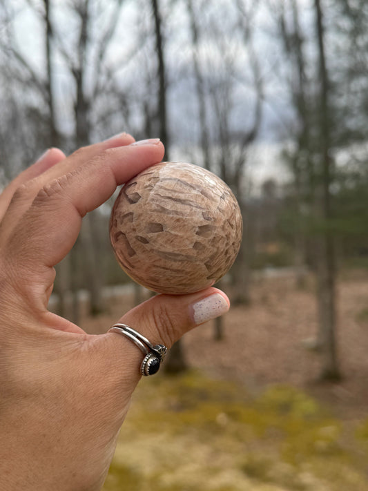 Graphic moonstone sphere