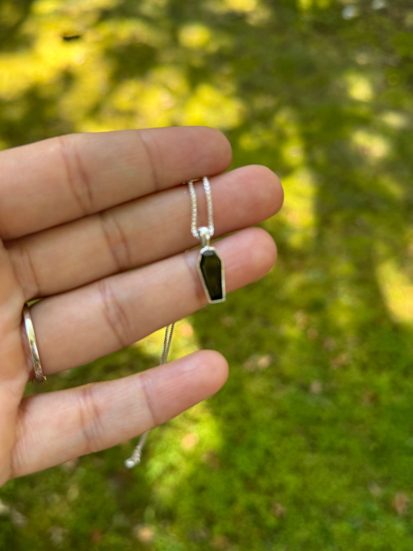 Garnet coffin necklace