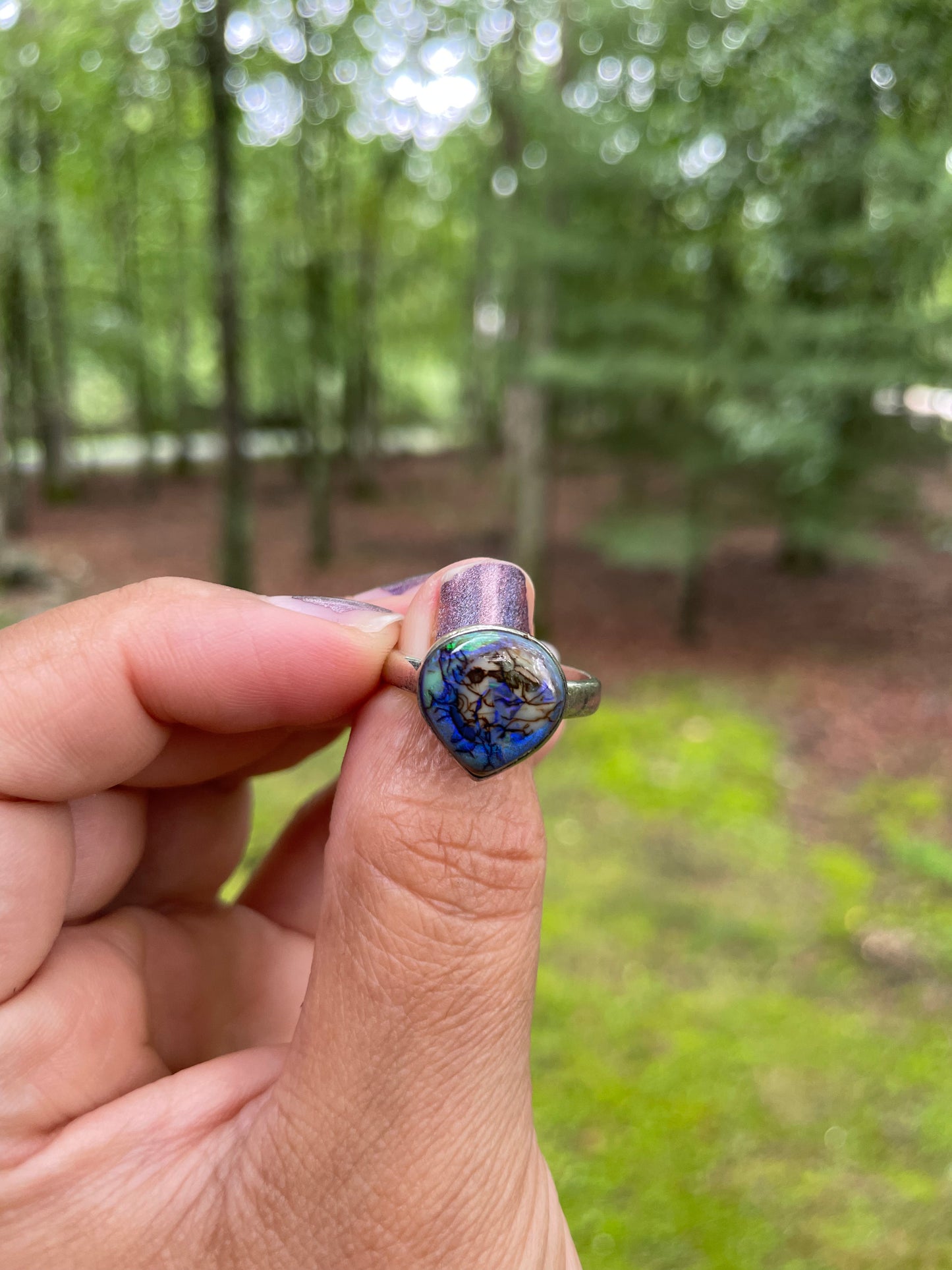 Pear shaped monarch opal ring